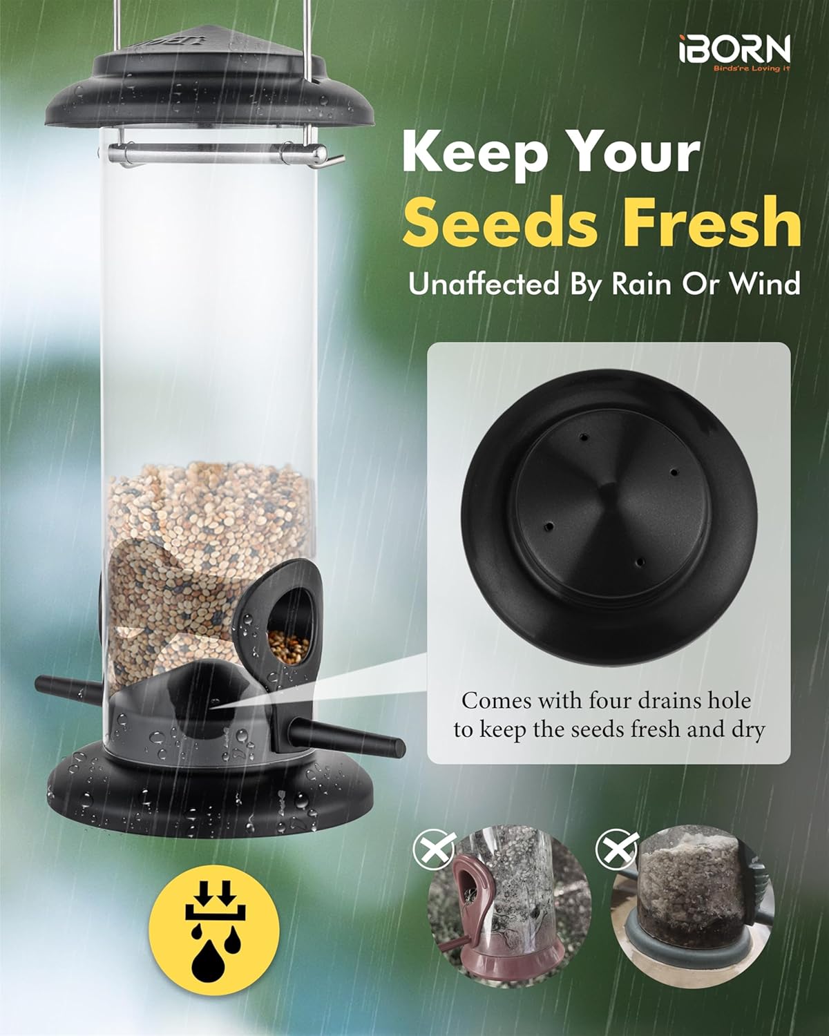 Thumbnail 2 de iBorn Metal Bird Feeder 8 Inch