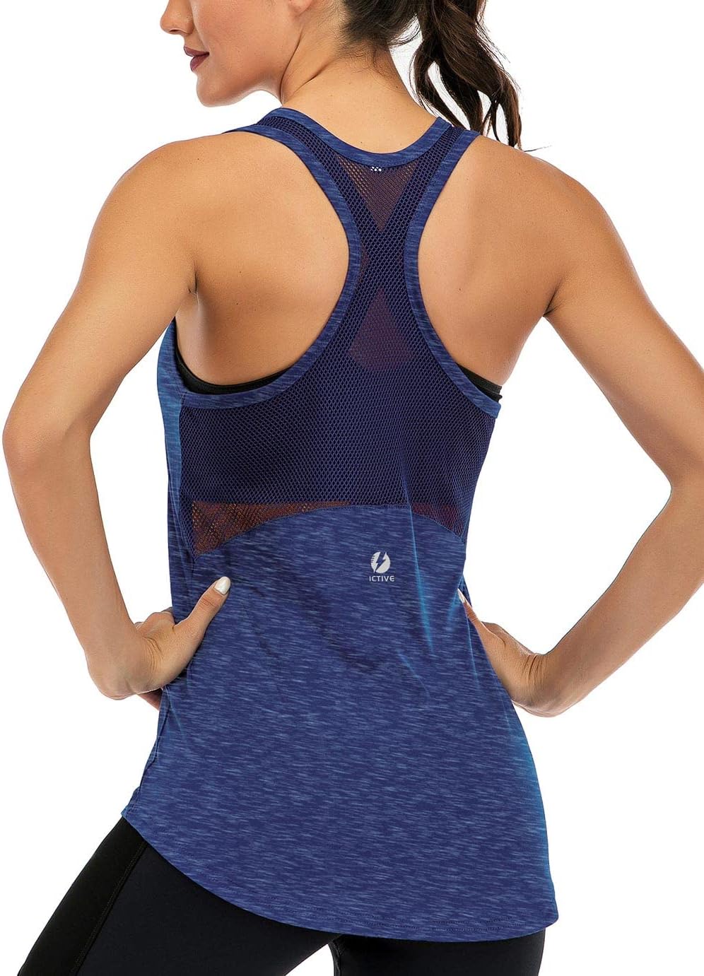 Detalle de ICTIVE Débardeur Yoga Femme - Haut de Sport sans Manches en Maille Aérée