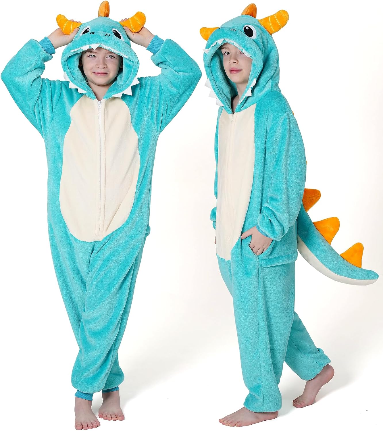 Detalle de Dxilm Kids Dinosaur Onesie Costume, Soft Flannel Pajamas with 3D Hood