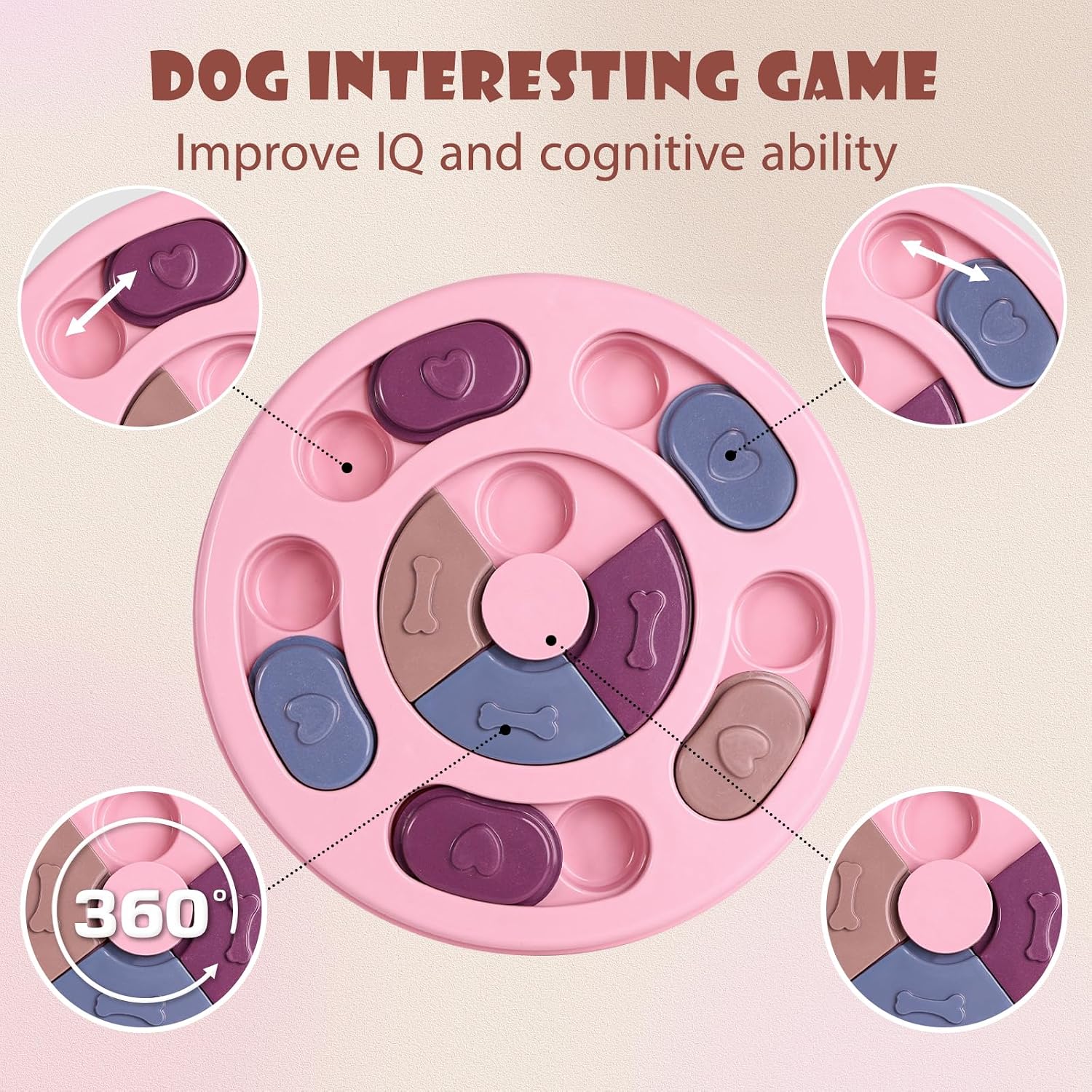 Thumbnail 2 de TRIGRAND Giocattolo intelligente per cani con puzzle e alimentazione lenta (rosa)