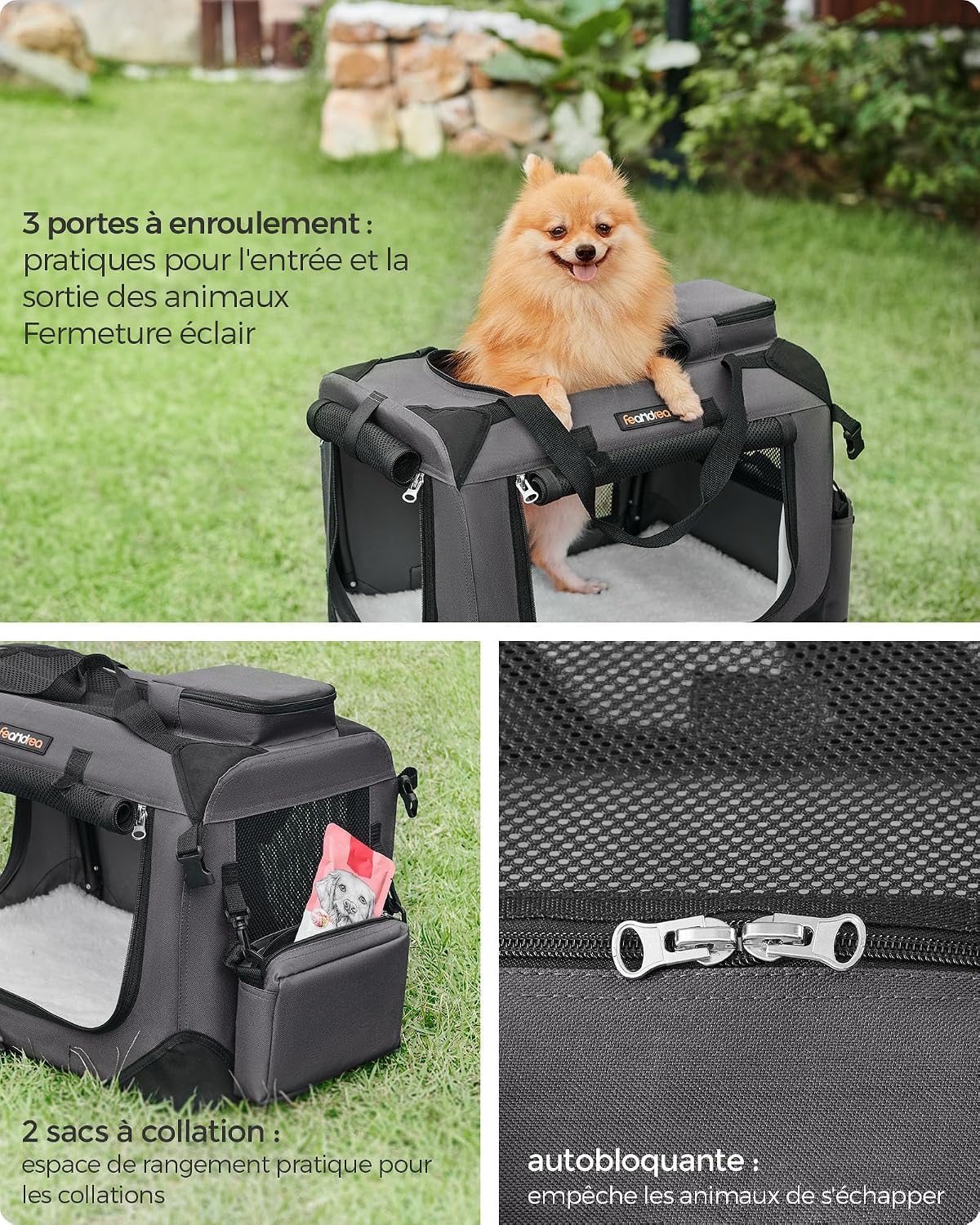 Thumbnail 6 de Feandrea Sac Transport Chat Chien, Caisse Pliable 50x35x35 cm – Gris