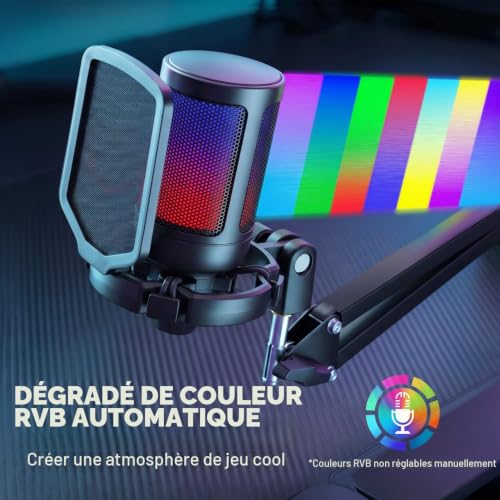 Thumbnail 6 de FIFINE Micro gaming USB à condensateur avec bras, RGB et bouton mute