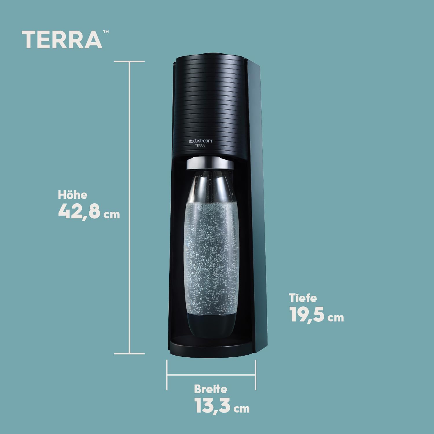 Thumbnail 5 de Sodastream Terra – Machine à eau pétillante avec CO₂ Quick Connect, 60L, deux bouteilles incluses (1L et 0,5L), sans BPA, noir