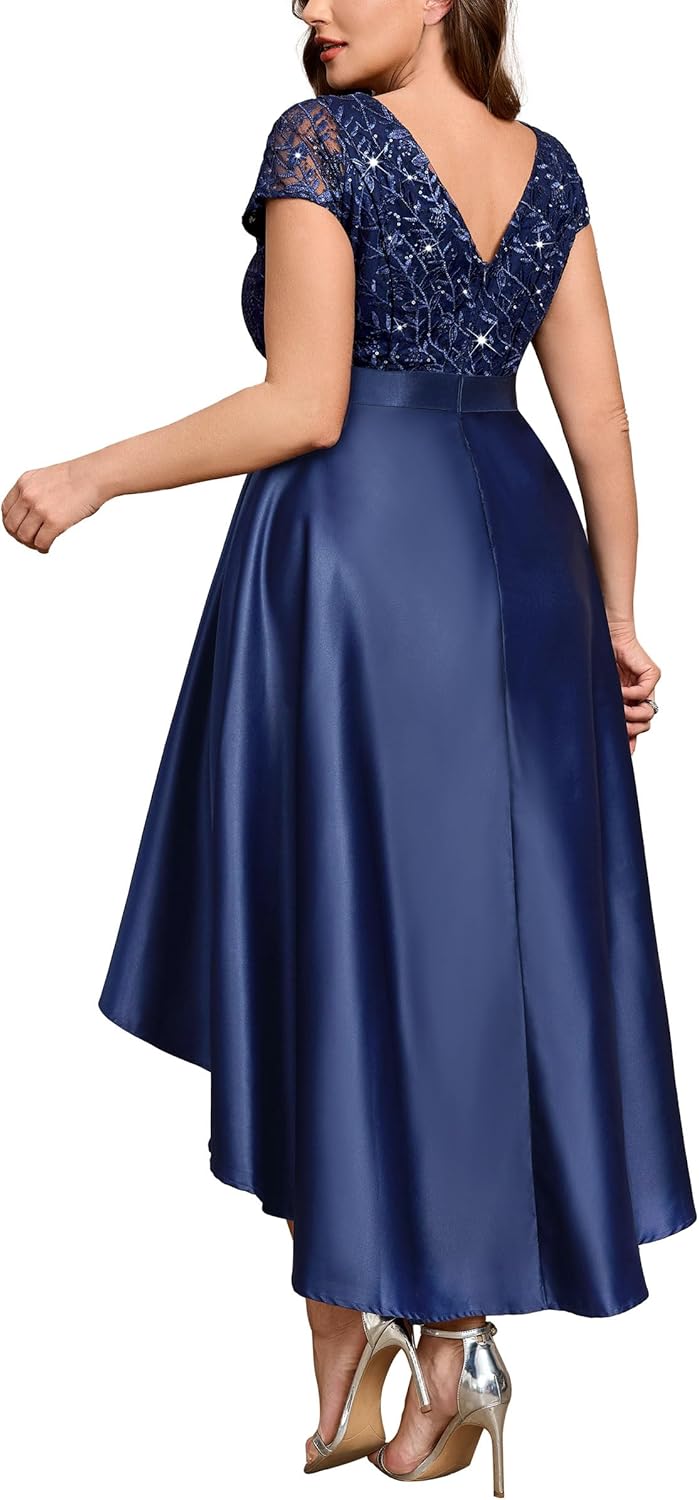 Thumbnail 1 de MISSMAY Plus Size Vintage Double V-Neck Embroidery Sequin Evening Dress