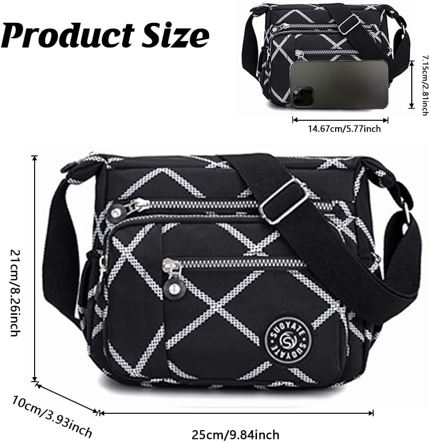 Thumbnail 3 de Milky Way Womens Nylon Crossbody Bag – Waterproof Multi-Pocket Tote