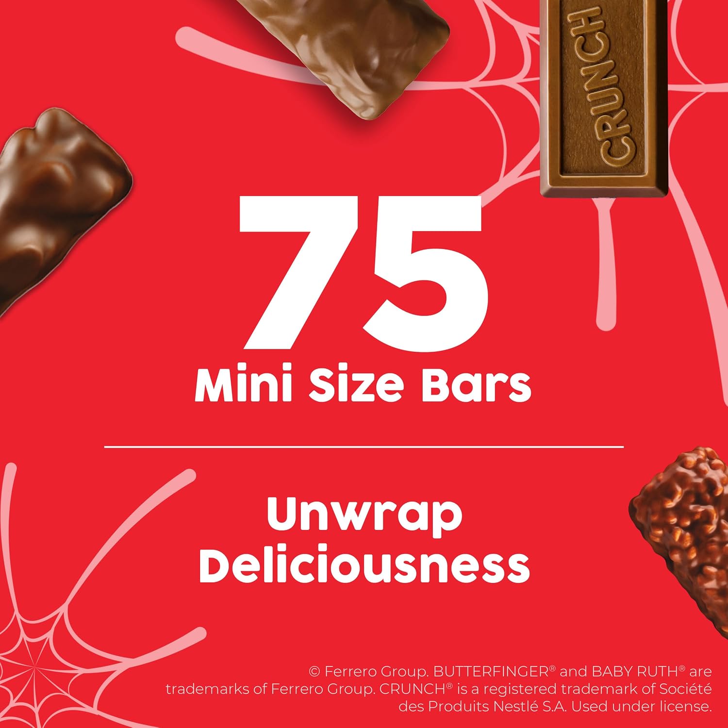 Detalle de Butterfinger, CRUNCH, Baby Ruth and 100 Grand Assorted Halloween Candy, 75 Count