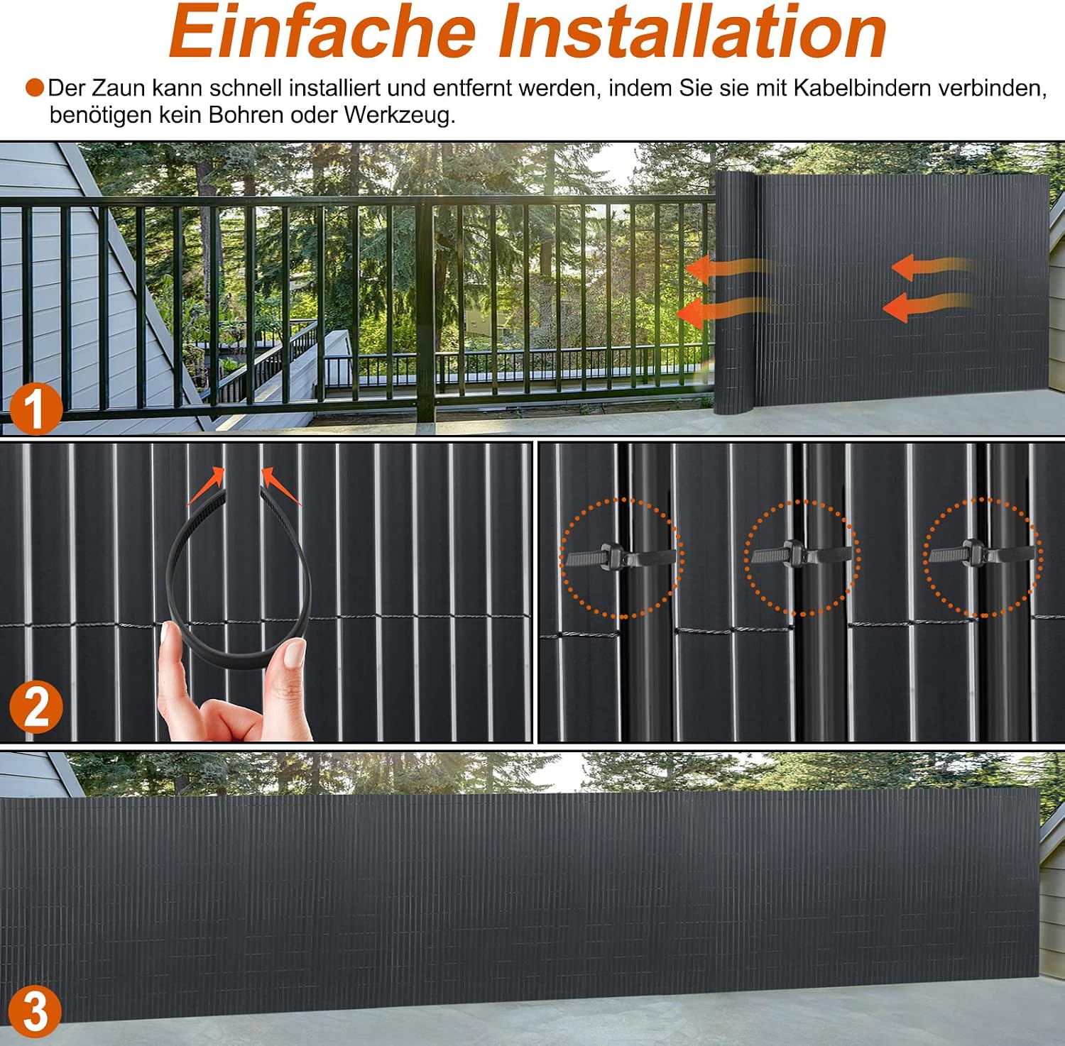 Detalle 1 de YRHome Sichtschutzmatte PVC 120 x 1000 cm