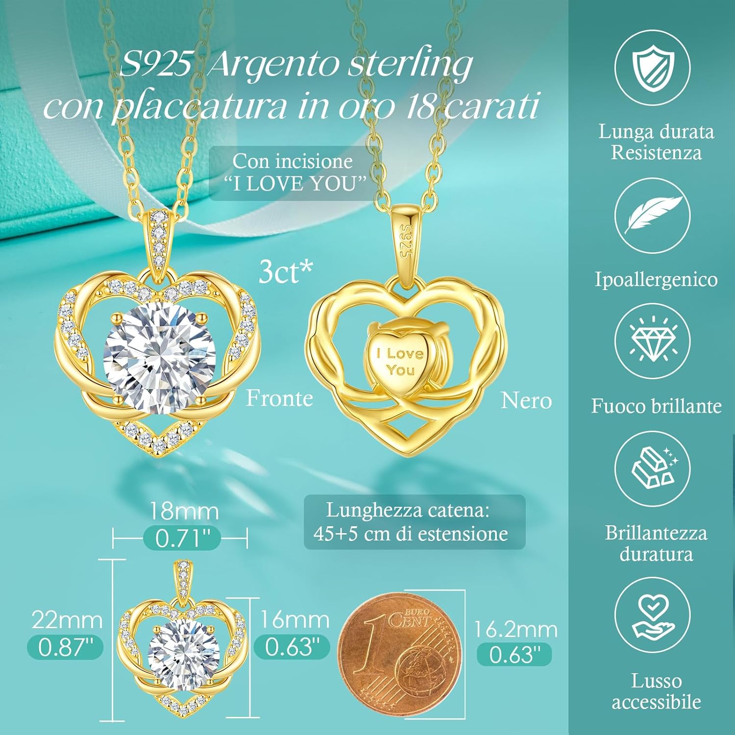 Thumbnail 3 de LOUISA SECRET Collana Infinity Cuore in argento 925 con moissanite