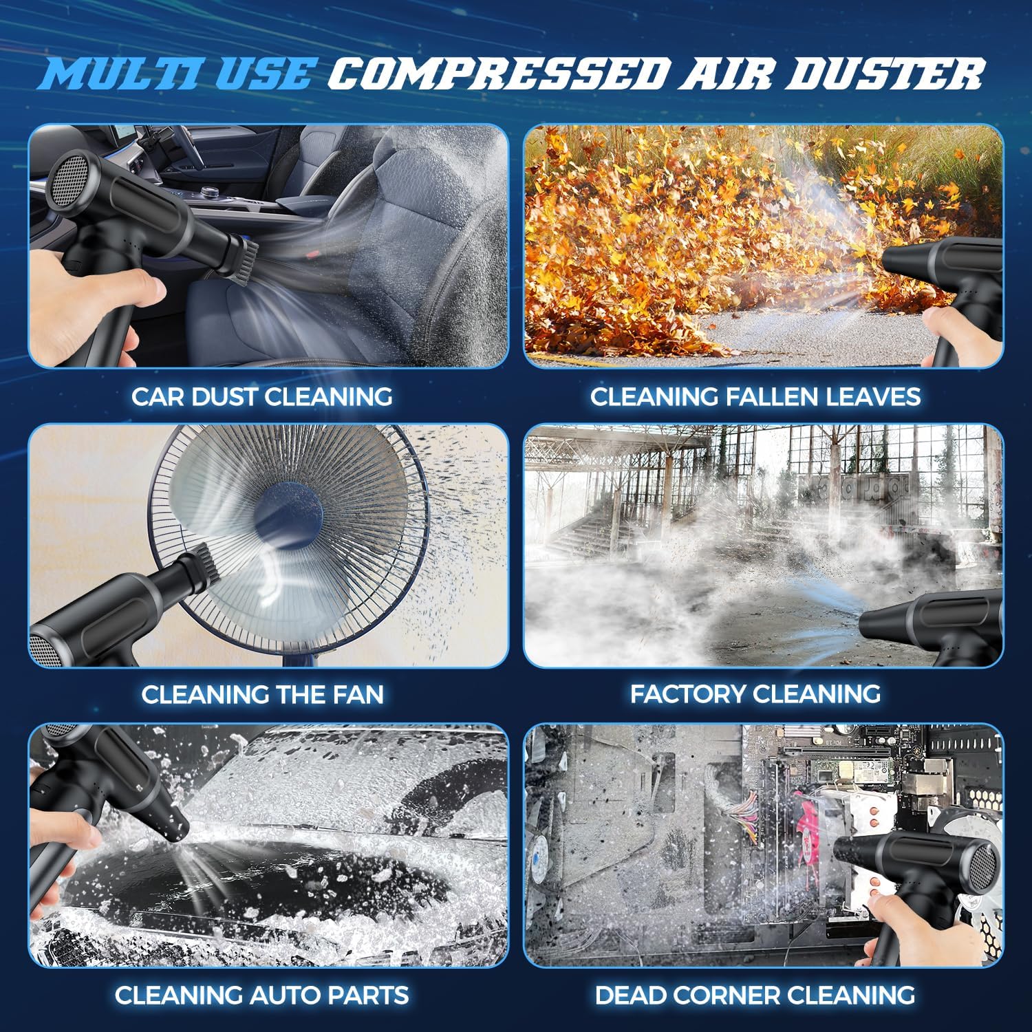 Thumbnail 5 de Compressed Air Duster-200000RPM: Cordless Power for PC, Keyboard, and More