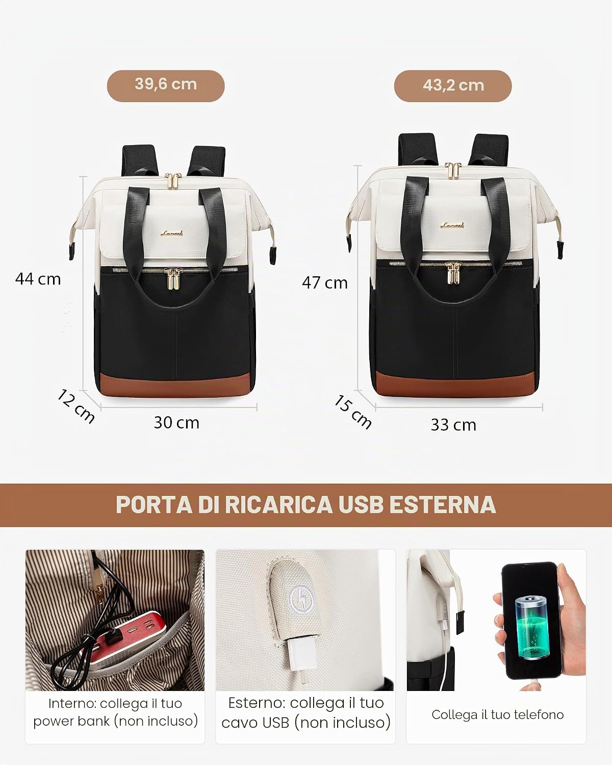 Thumbnail 4 de LOVEVOOK Zaino Antifurto PC 15,6" Impermeabile con Porta USB – Grande capacità e design 3 in 1