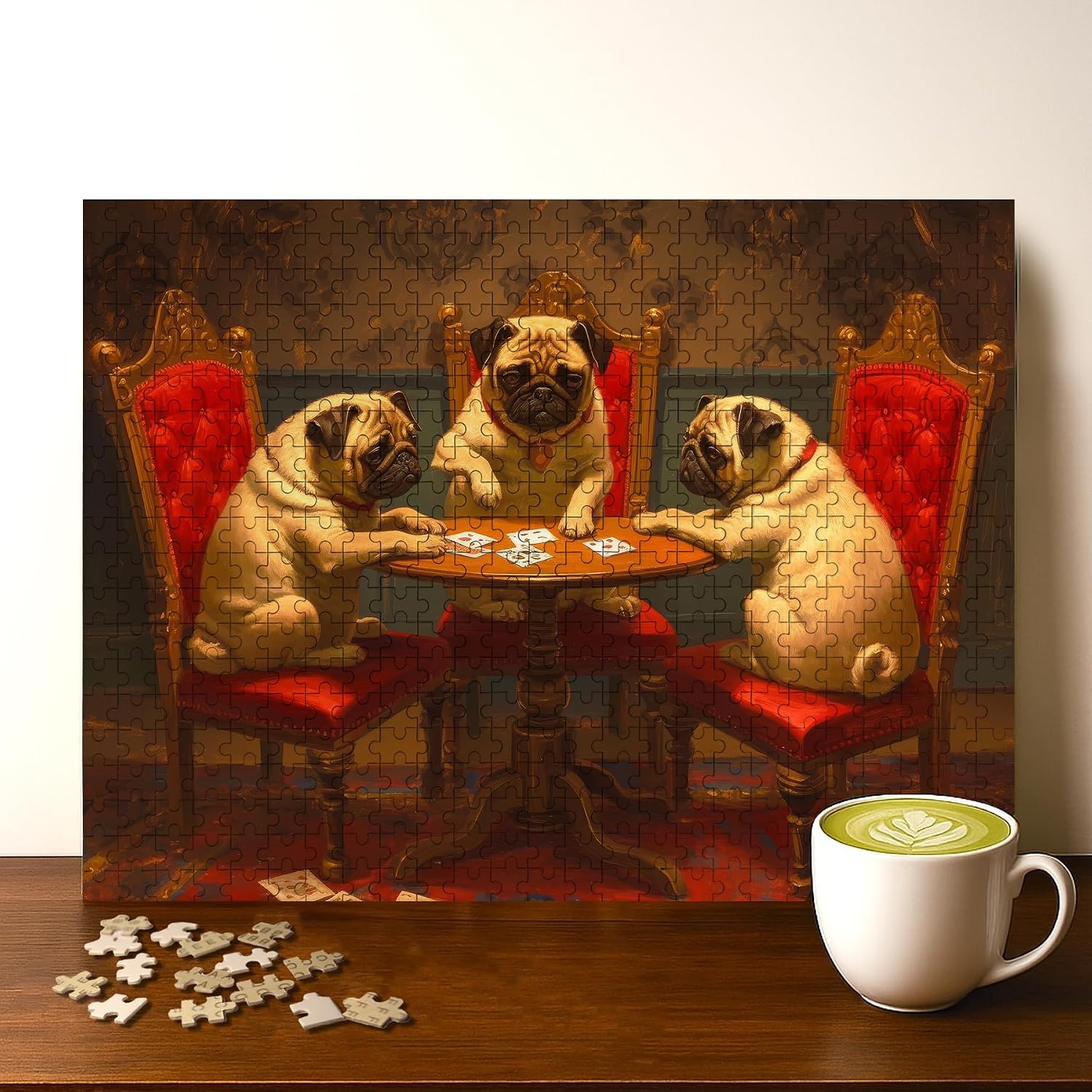 Thumbnail 6 de Gambling Pug jigsaw puzzle, 500 pieces