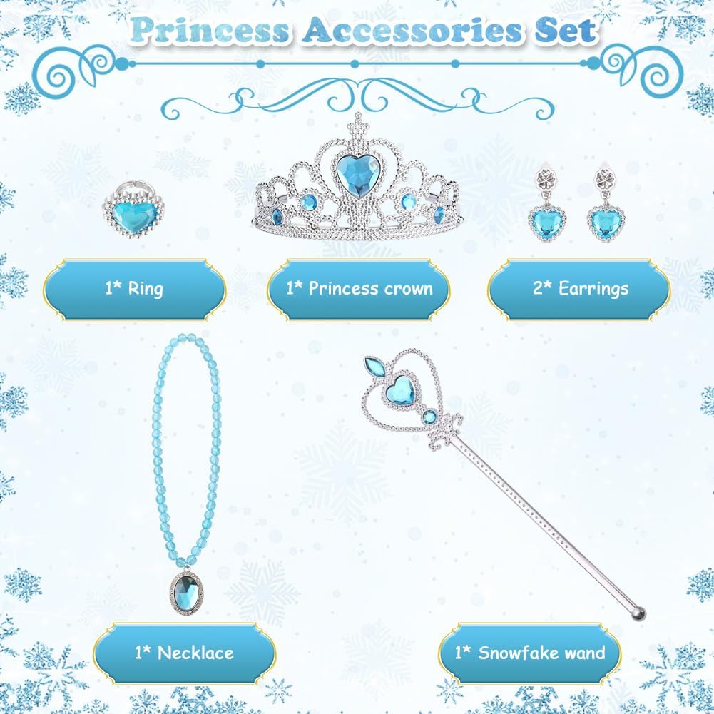 Thumbnail 3 de AYBUY Costume da Principessa per Bambina con Corona, Bacchetta e Accessori - Set Completo