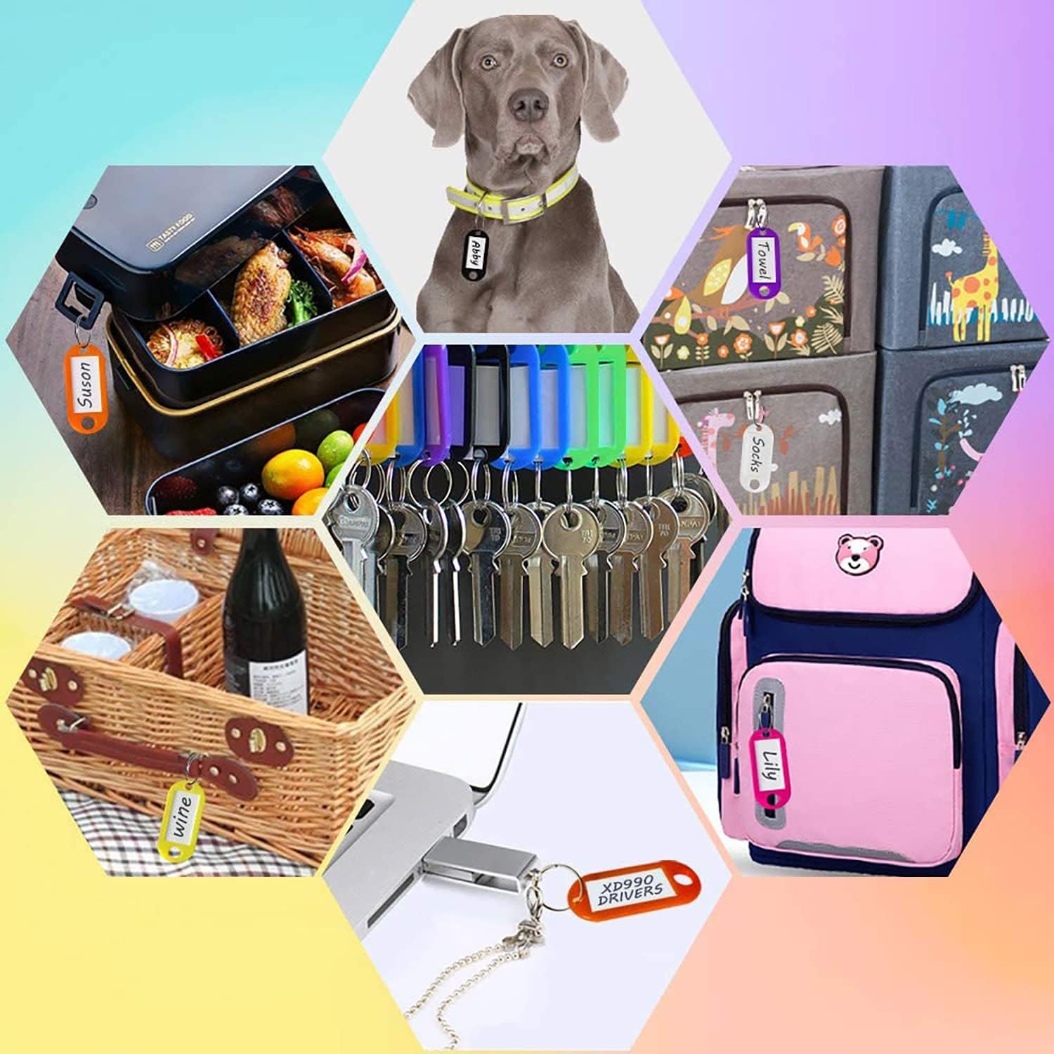 Thumbnail 4 de Key Tags with Labels 100PCS Key Fobs with Labels, Key Rings & Multi Coloured Tags