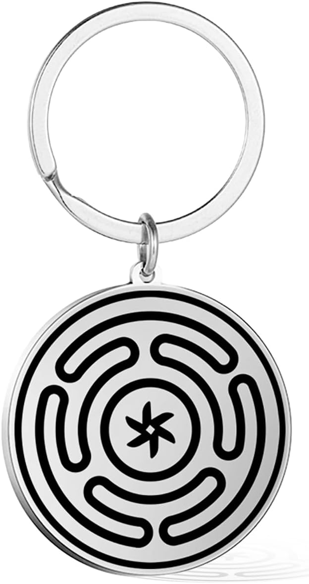 VASSAGO Wheel of Hecate Keychain – Stainless Steel Amulet for Women and Men