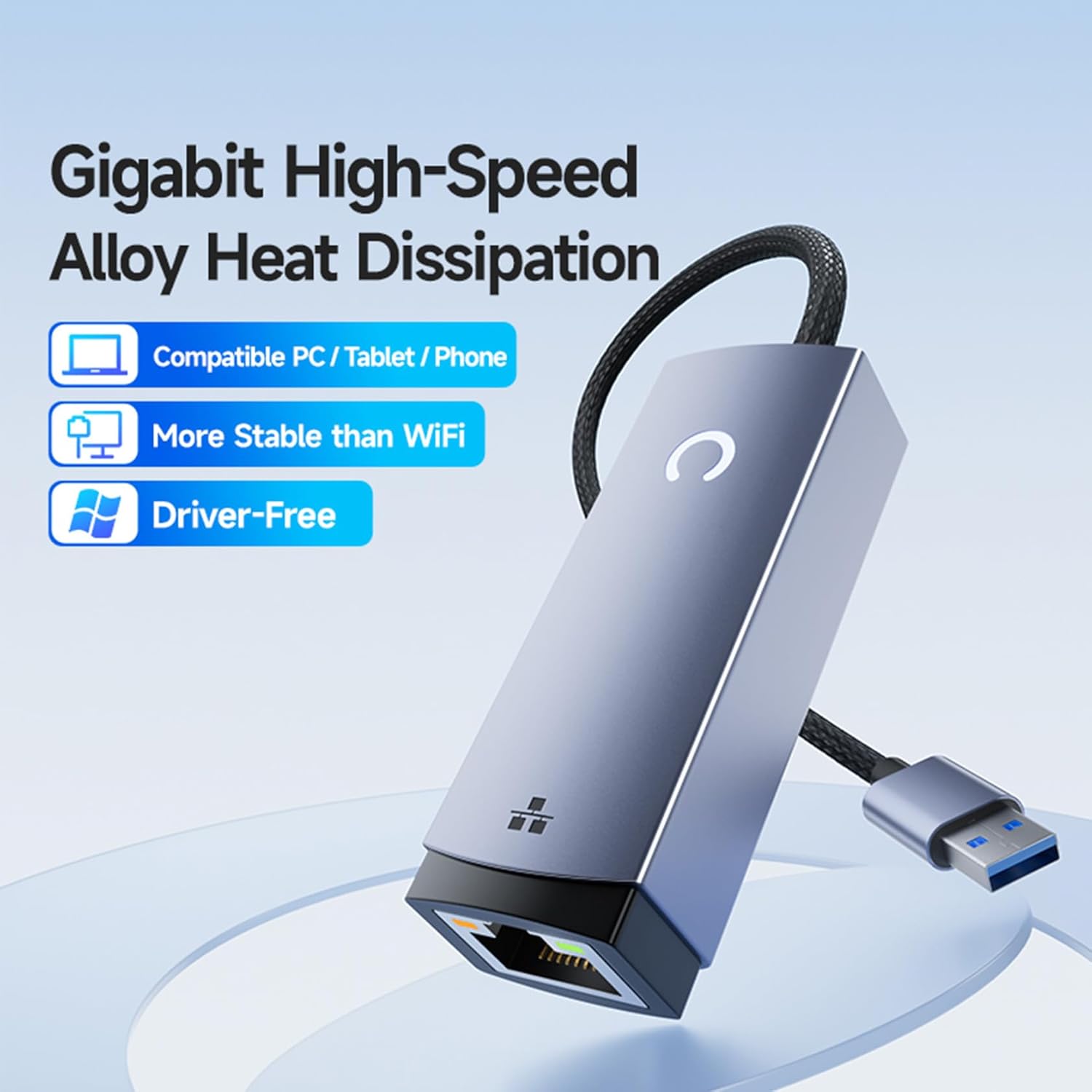 Detalle 2 de DiamondTiger USB-C to Ethernet Adapter: 1000Mbps Gigabit LAN for Thunderbolt 4/3 Macs & More