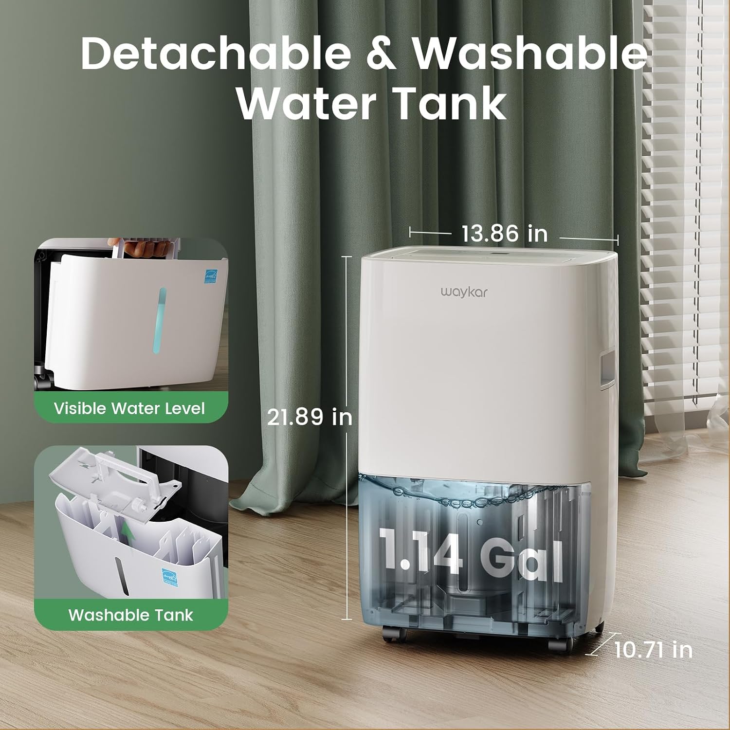 Thumbnail 6 de Waykar JD025CE-80 Dehumidifier, 80 Pints, 5,000 Sq. Ft., ENERGY STAR