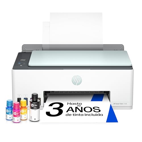 Detalle de HP Impresora Multifunción Tinta Smart Tank 5108: impresión eficientes con depósito recargable y tinta incluida
