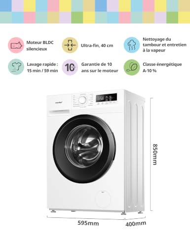 Thumbnail 1 de COMFEE' CFP01EW70W: Lave-linge 7 kg Ultra Slim 40 cm, efficacité A-10%