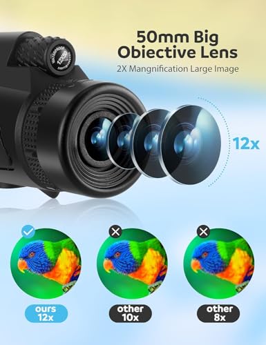 Thumbnail 4 de HuaZiChok 12x50 High Power HD Monocular with Phone Adapter & Tripod
