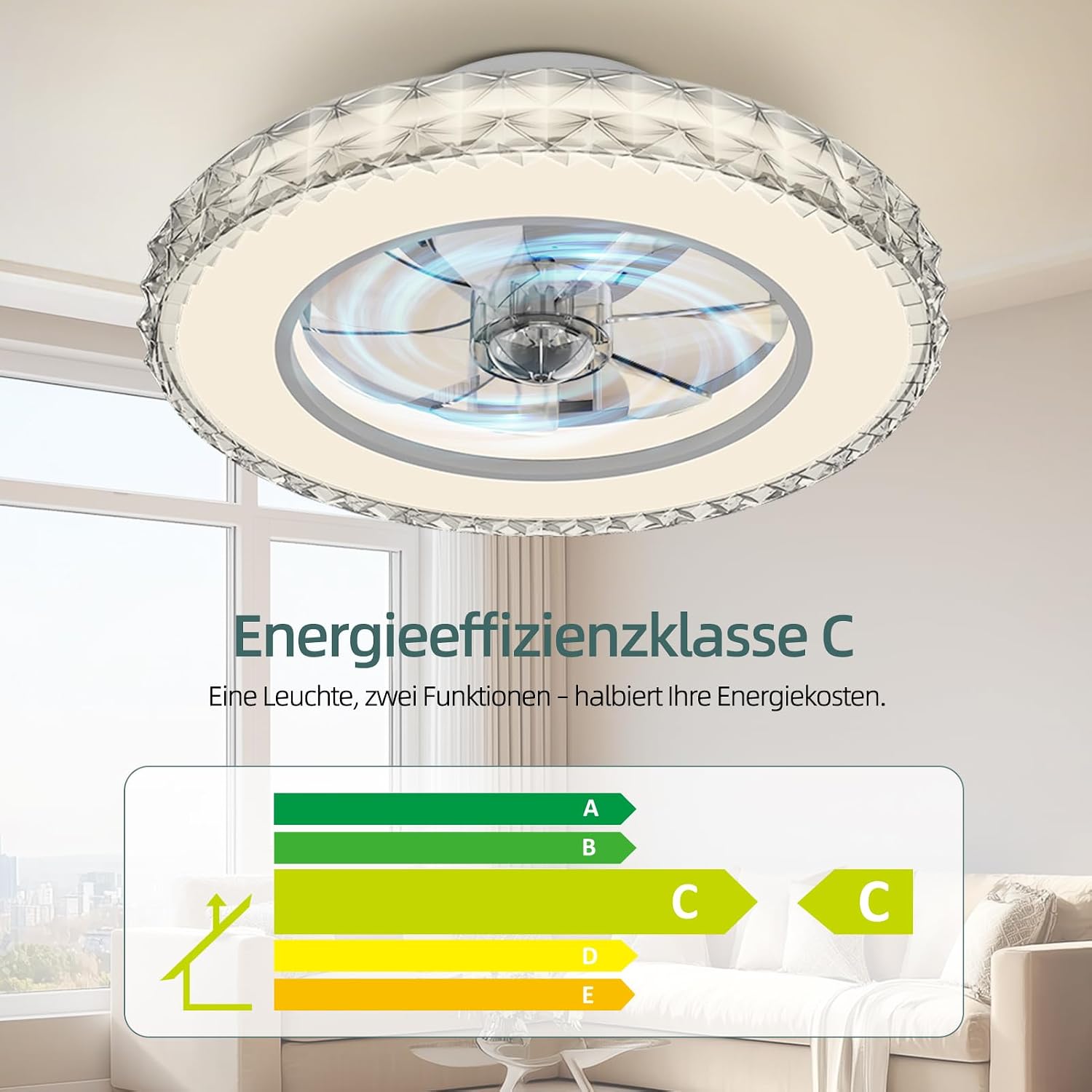 Thumbnail 1 de Ateroll Deckenventilator mit Beleuchtung Ø41.5 cm – Dimmbar, RGB-Licht, 6 Geschwindigkeiten, Fernbedienung