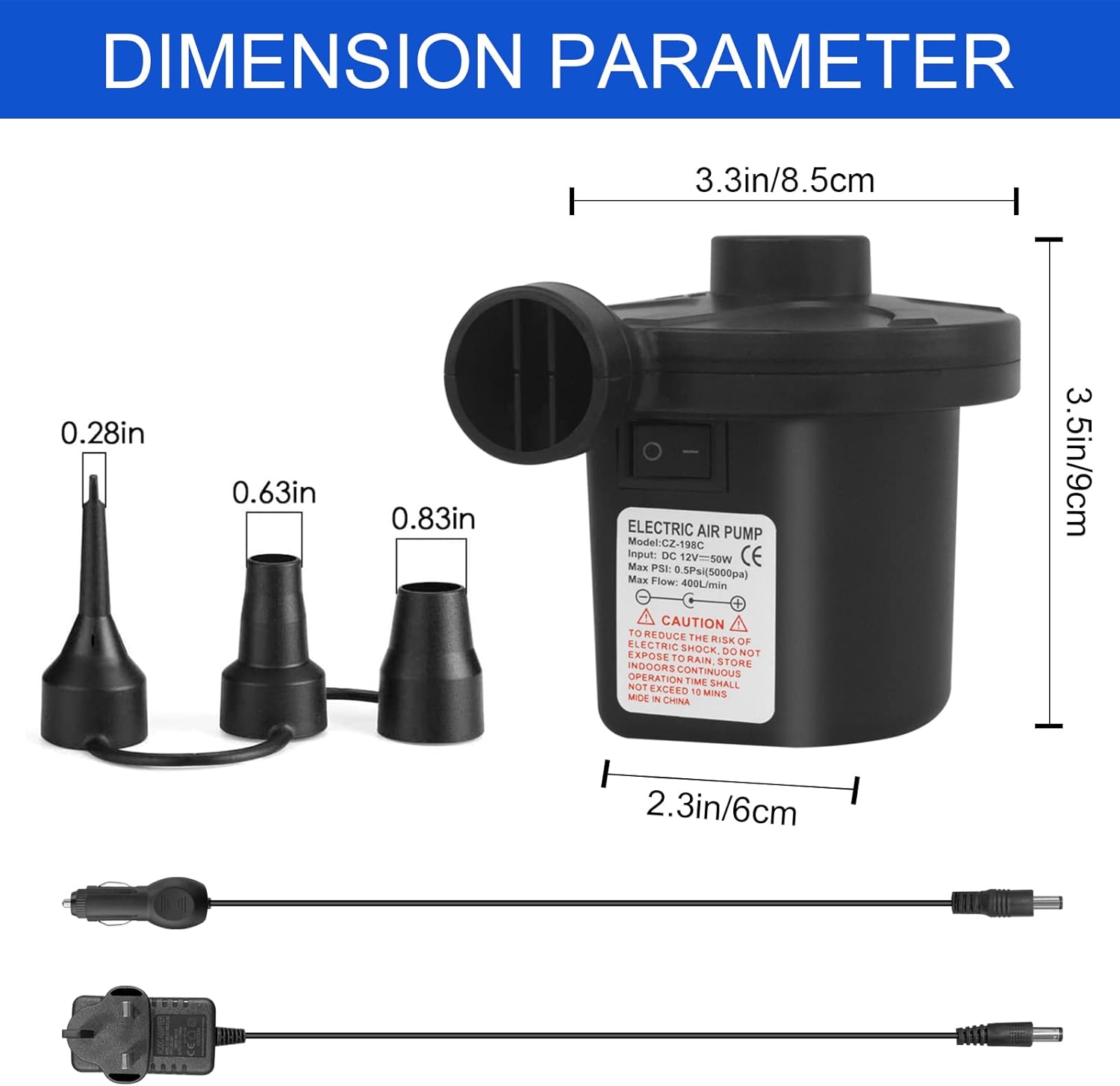 Detalle 2 de Jsdoin Elektrische Luftpumpe 2-in-1 für Luftmatratze