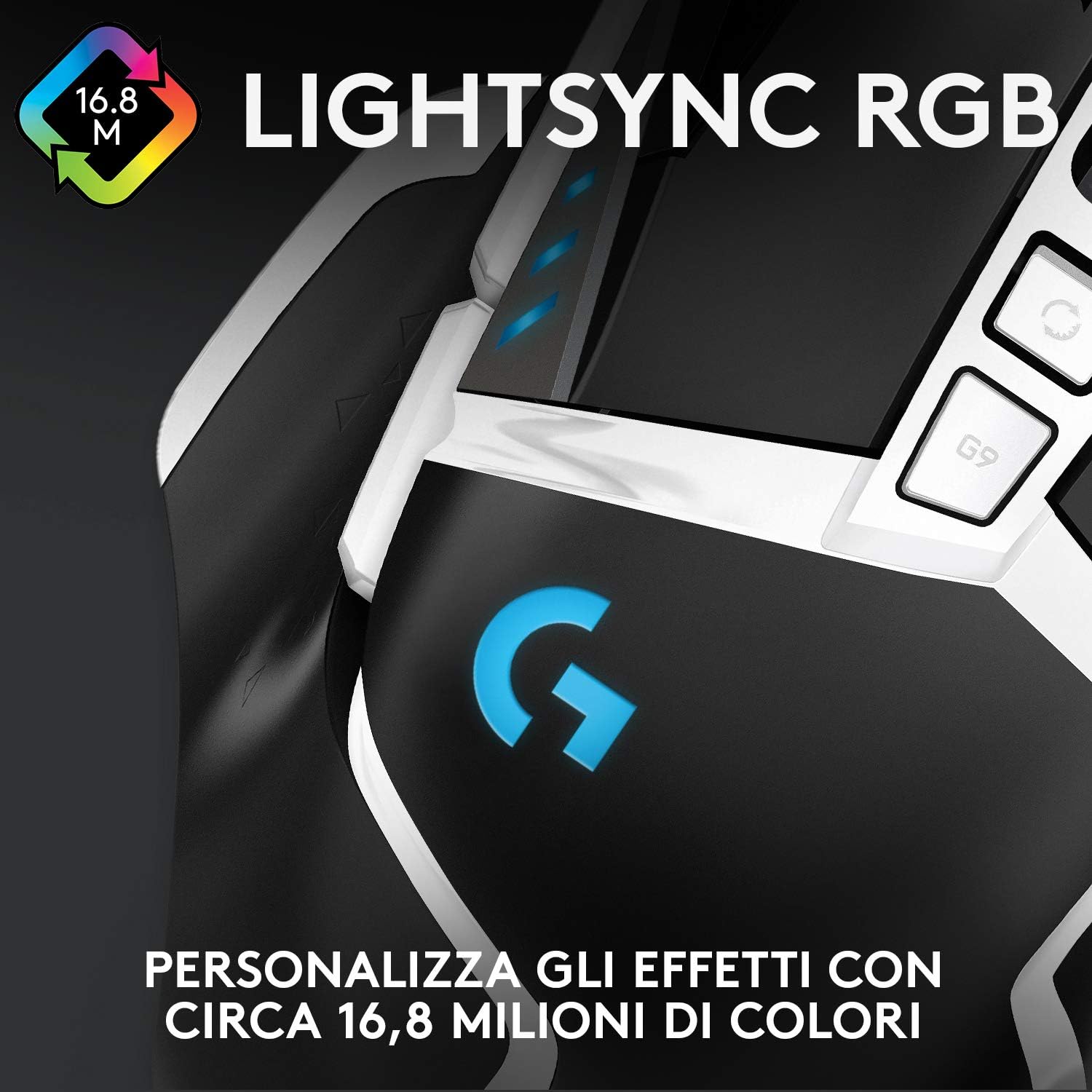 Thumbnail 5 de Logitech G G502 HERO Special Edition Mouse Gaming con sensore HERO 25K, DPI regolabili, RGB e pesi modificabili (bianco/nero)