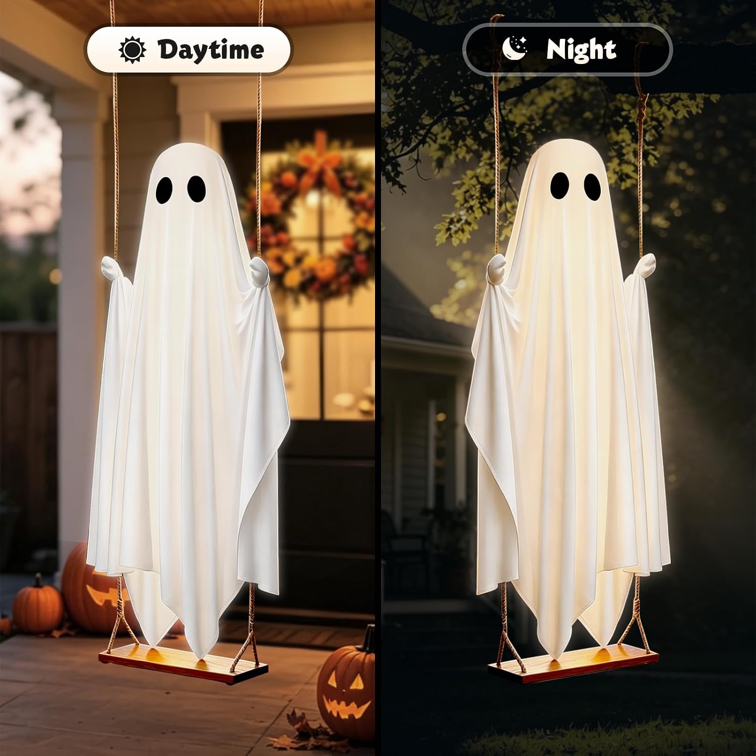 Detalle 2 de OOBILA Oobila-hw-2pk 5 FT Swinging Ghost Halloween Decor with Lights