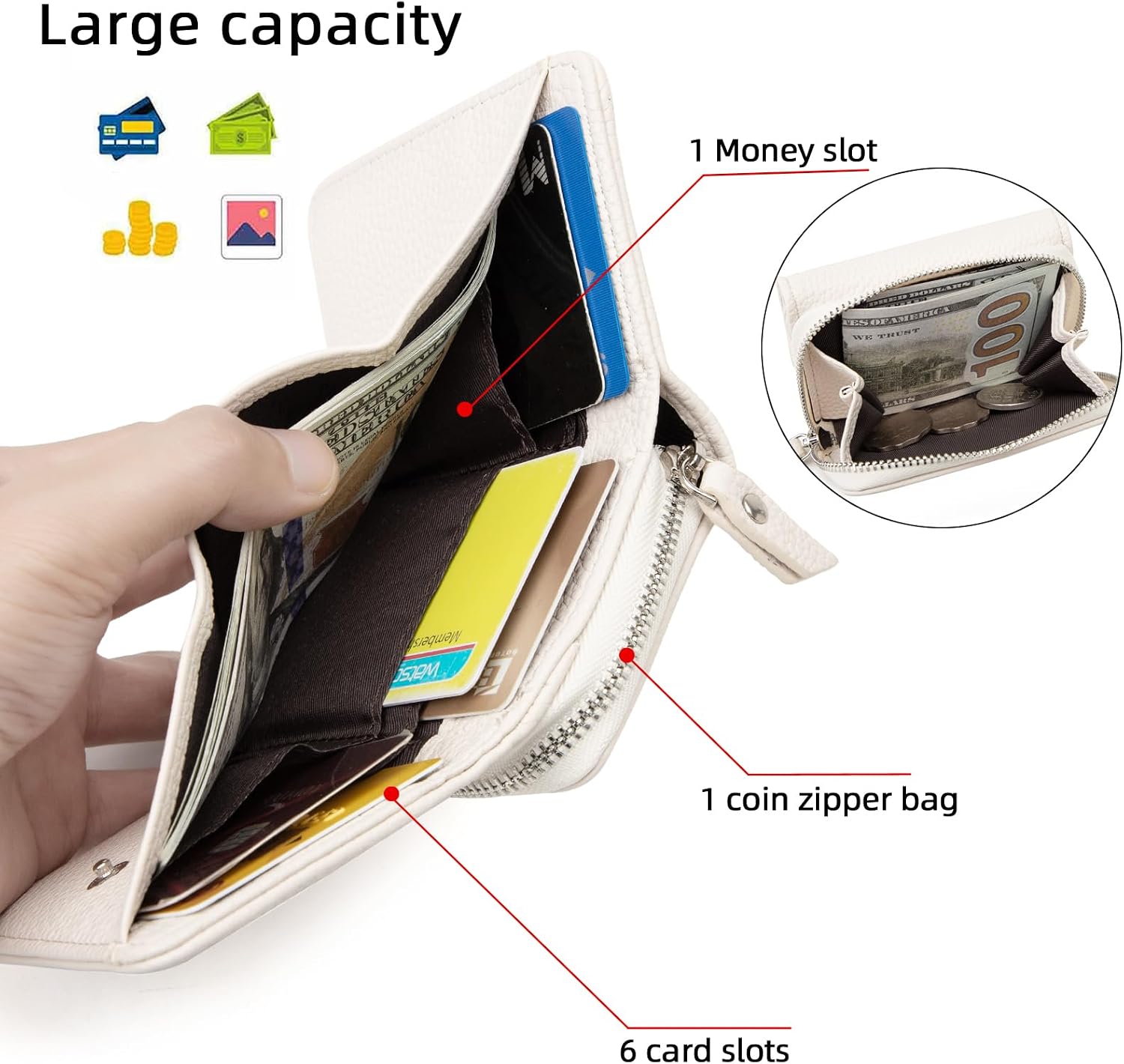 Thumbnail 3 de CHAOFANXI Damen Geldbörse klein im Bifold-Format mit Münzfach – kompakter Geldbeutel mit mehreren Kartenfächern