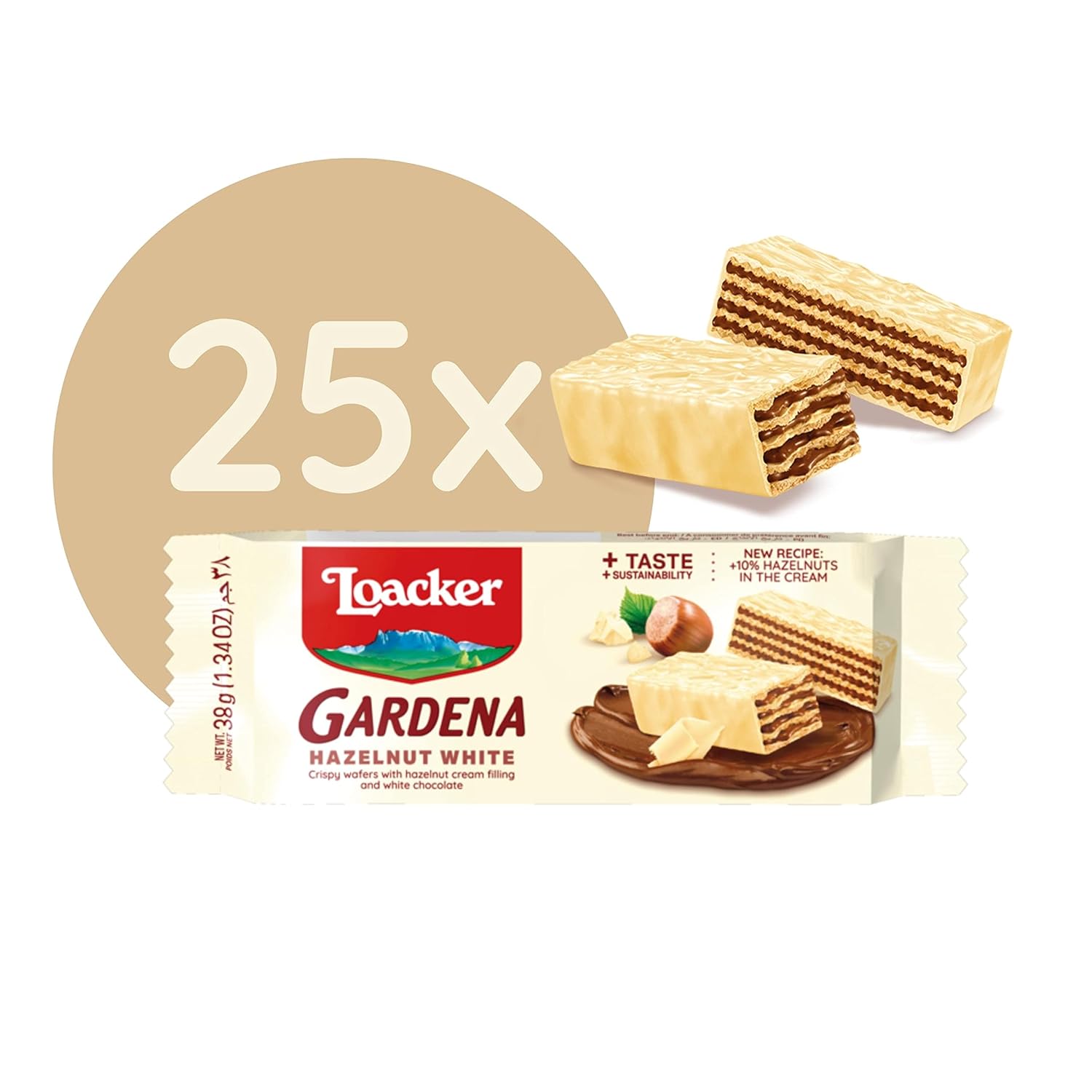 Thumbnail 4 de Loacker Gardena Hazelnut White – Waffel-Snack mit weißer Schokolade und Haselnusscreme (Großpackung, 25 x 38 g)