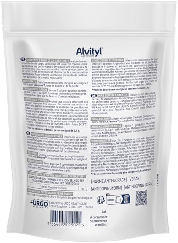 Detalle de Alvityl Créatine Monohydratée Creapure 100% Pure – Poudre 300 g (88 portions)