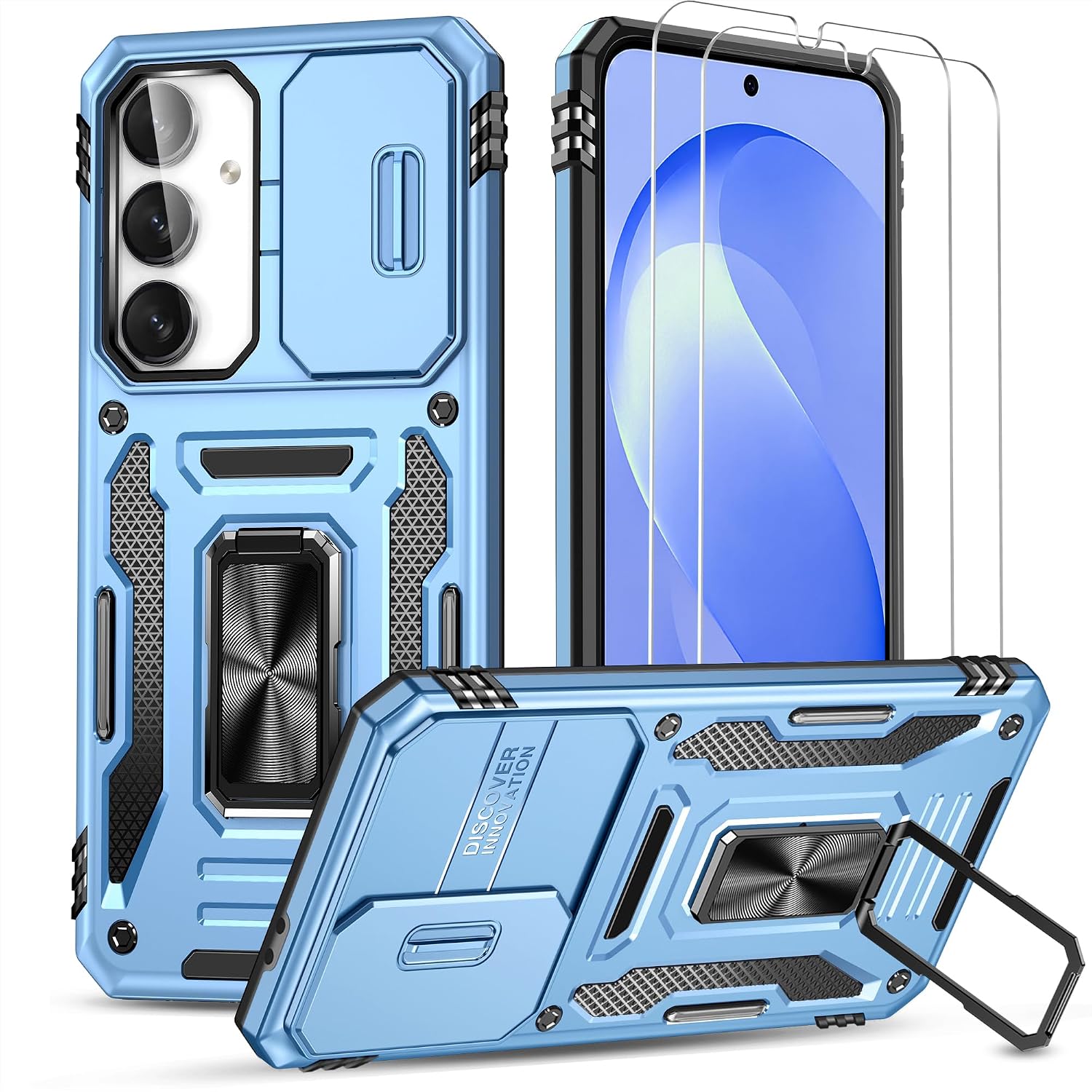 Detalle de Ezanmull Galaxy S26 FE Case with Sliding Camera Cover and Ring Stand