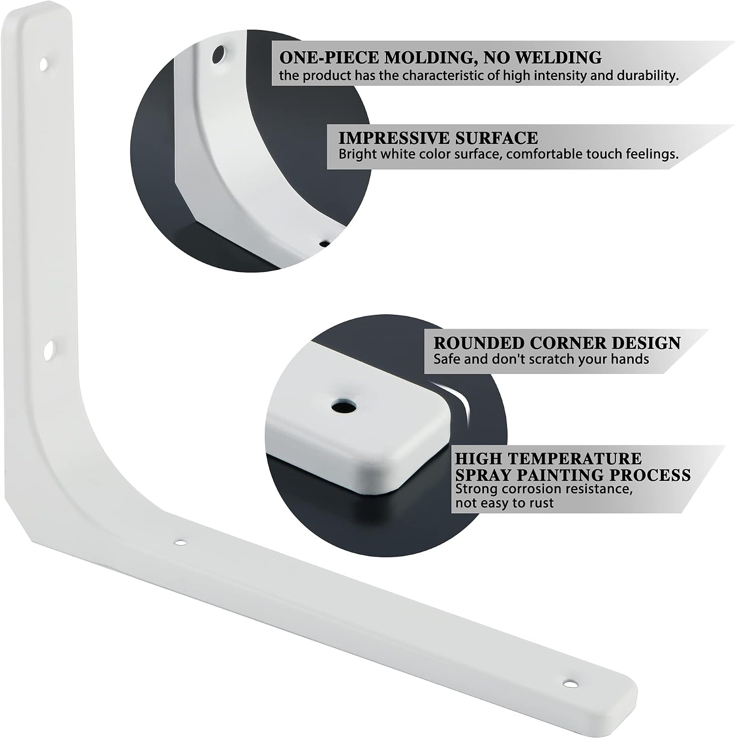 Detalle 2 de Sayayo Shelf Bracket Corner Brace (EJR150W-4P) – 150mm x 125mm, White Finish, 4 Pack