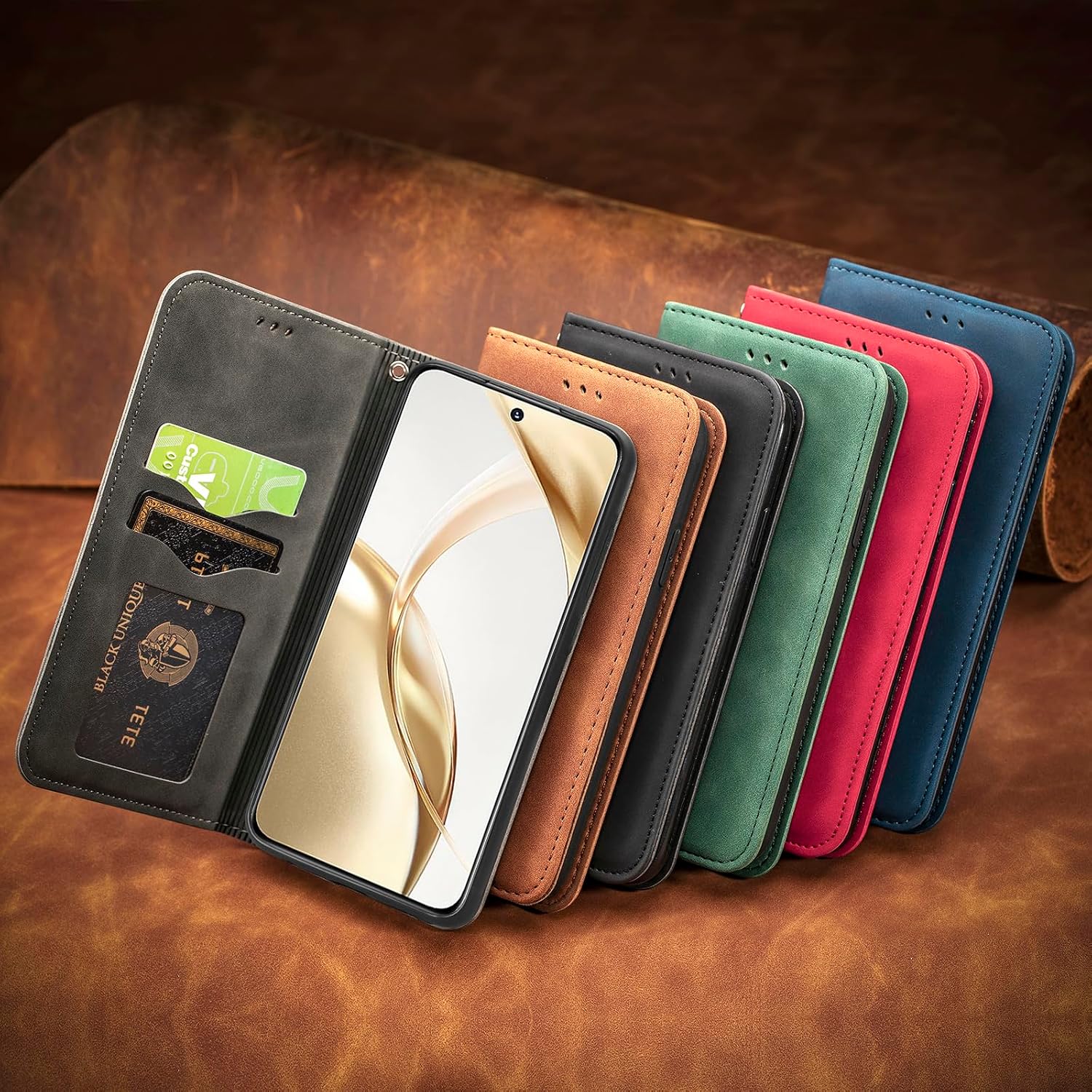 Detalle de Cracedily Klapphülle für Honor 90 – Flip Case mit Kartenfach, Magnetverschluss und Standfunktion