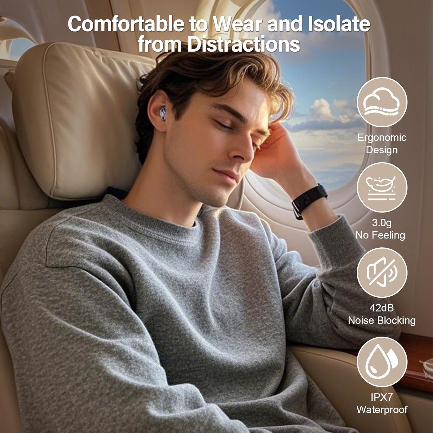 Thumbnail 4 de ZYHKON Sleep Earbuds Bluetooth 5.4 (Small Mini Design, Sleep Mode, Touch Charging Box) — Blue