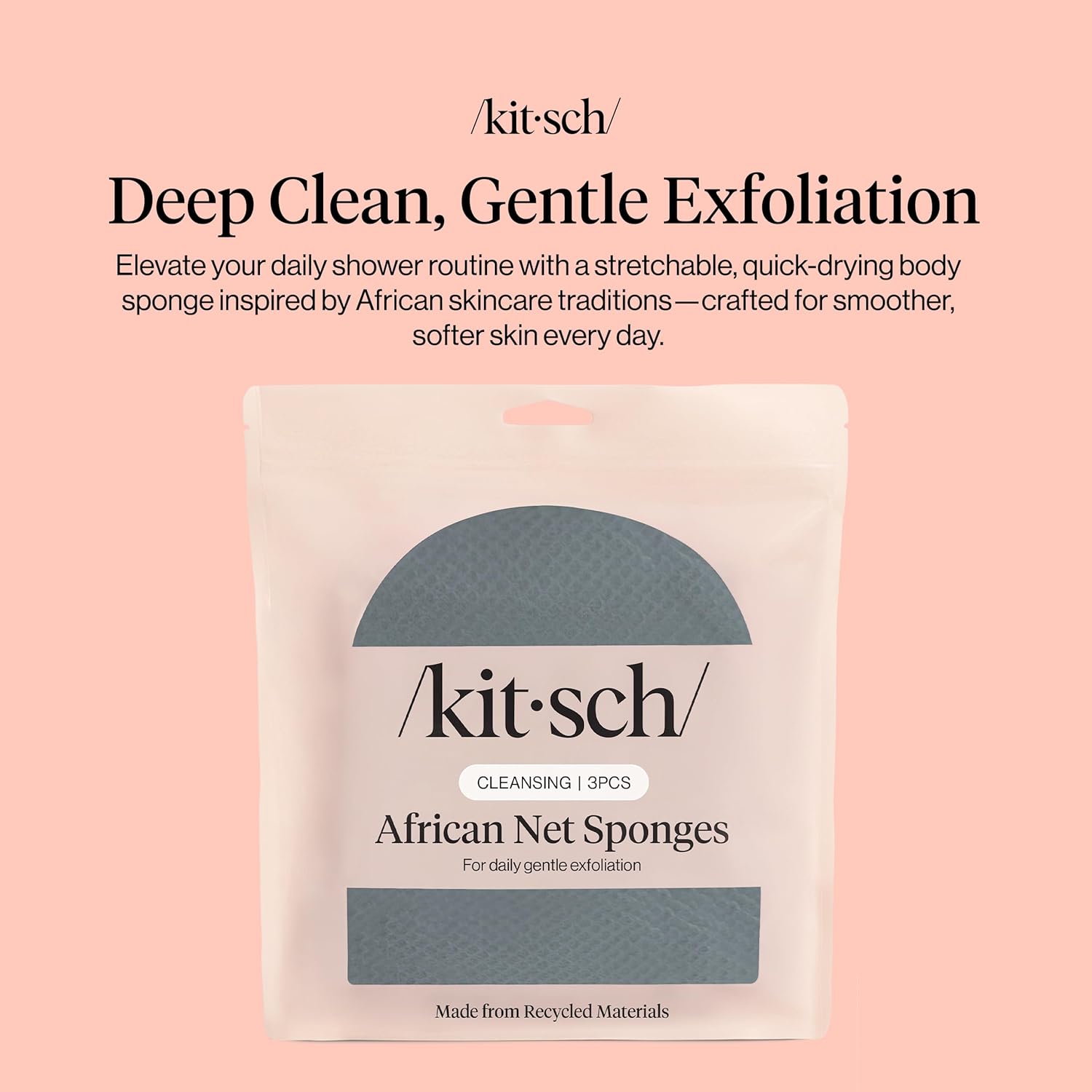 Detalle 2 de Kitsch African Net Sponge 3pcs – Exfoliating Body Scrubber for Daily Cleansing