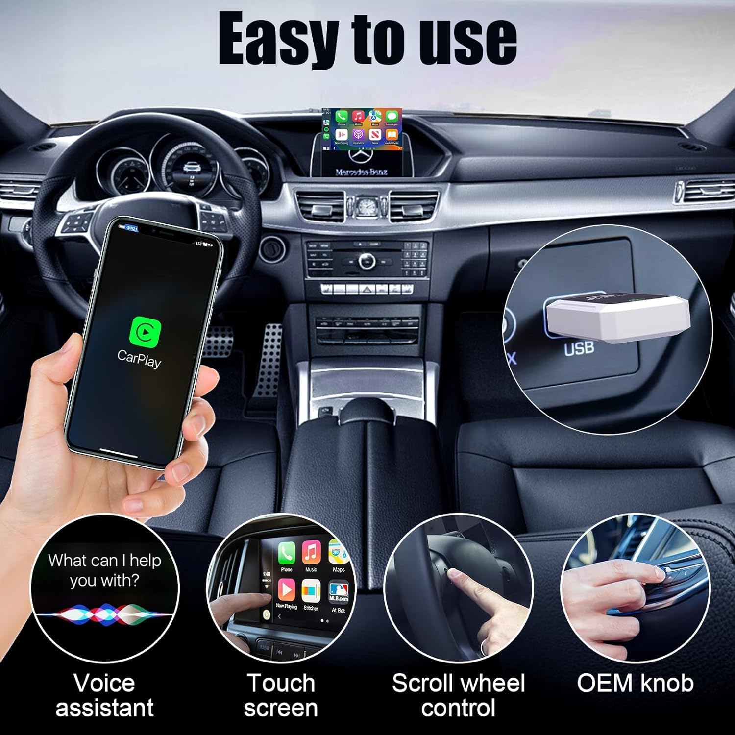 Thumbnail 4 de PWAYTEK Adattatore Wireless per Apple CarPlay: da cablato a wireless con Bluetooth 5.3 e Wi‑Fi 5.8GHz