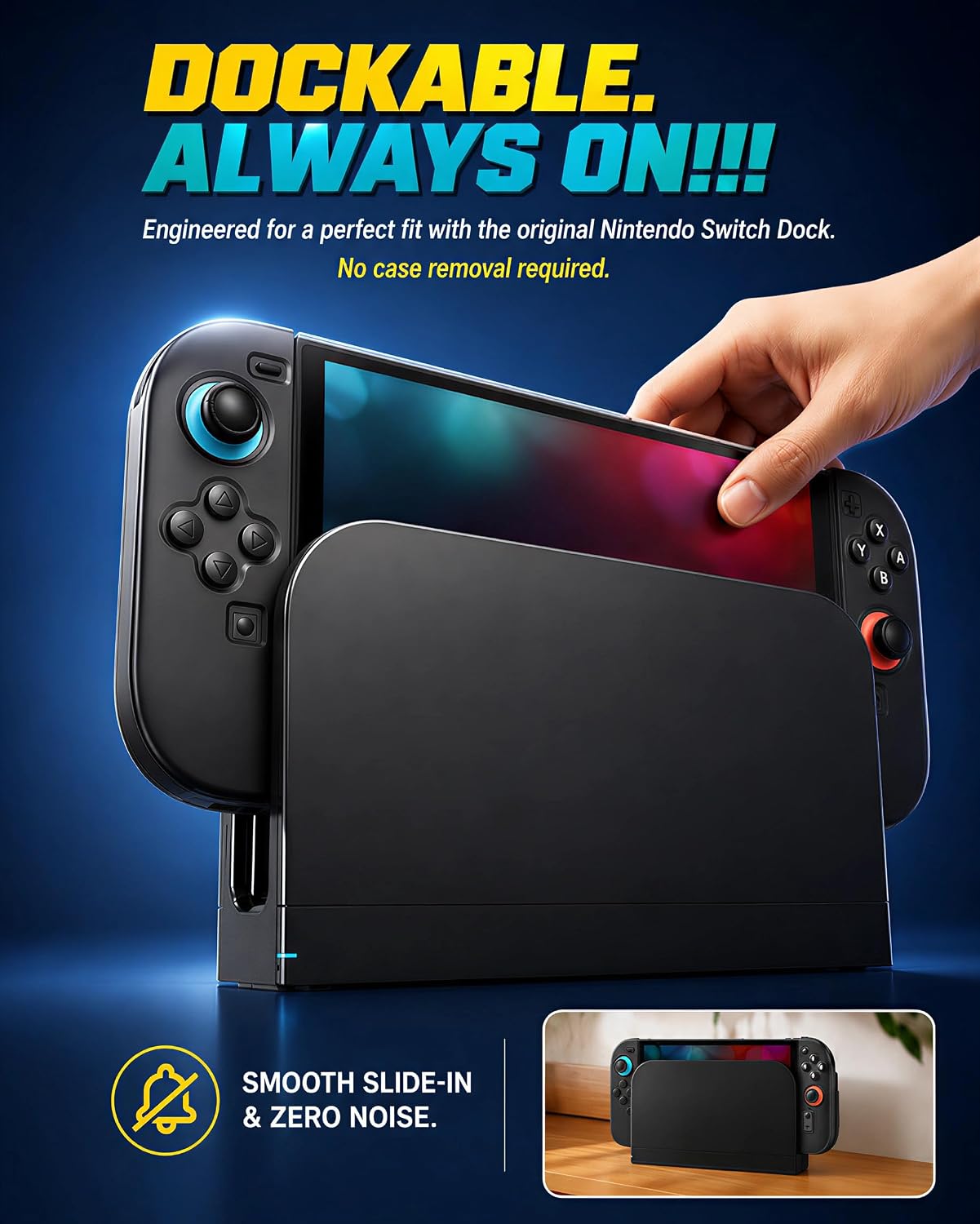 Detalle de iVoler 5-in-1 Schutz-Set für Nintendo Switch 2: magnetische, dockbare Schutzhülle inkl. Silikongriffe