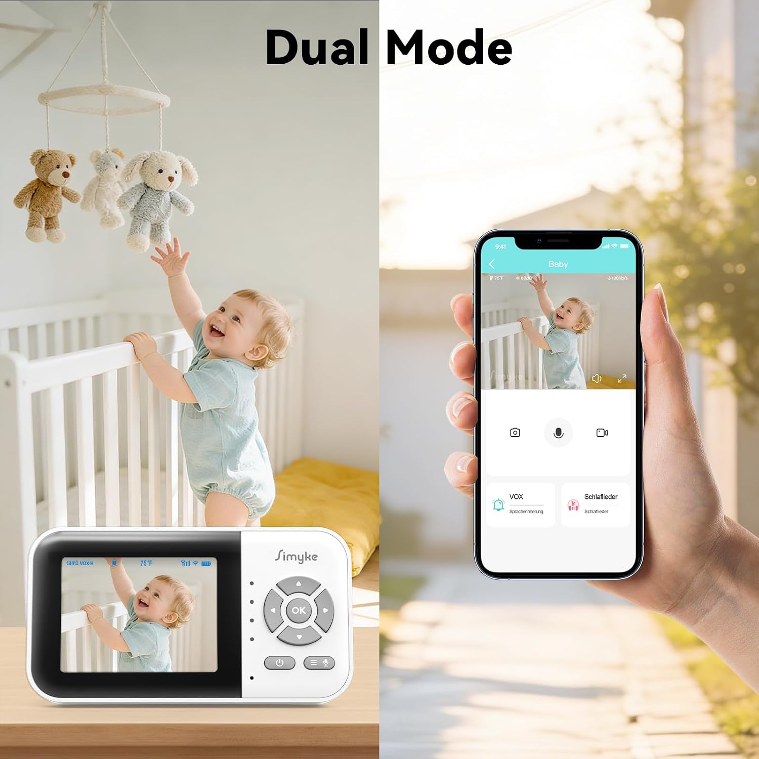 Detalle de Simyke Baby Monitor with Camera & 2.8 Inch Screen (No WiFi) with 2-Way Talk and VOX mode