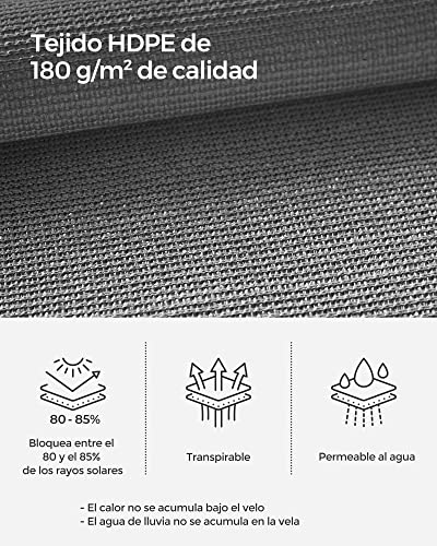 Thumbnail 2 de SONGMICS Vela de Sombra 4 x 4 m GSS44GY (HDPE cóncava, transpirable y permeable al agua)
