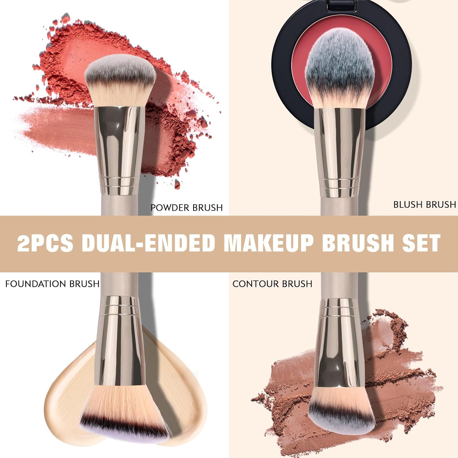 Detalle 1 de Foundation Makeup Brushes 2-Piece Dual-Ended đź–Ś