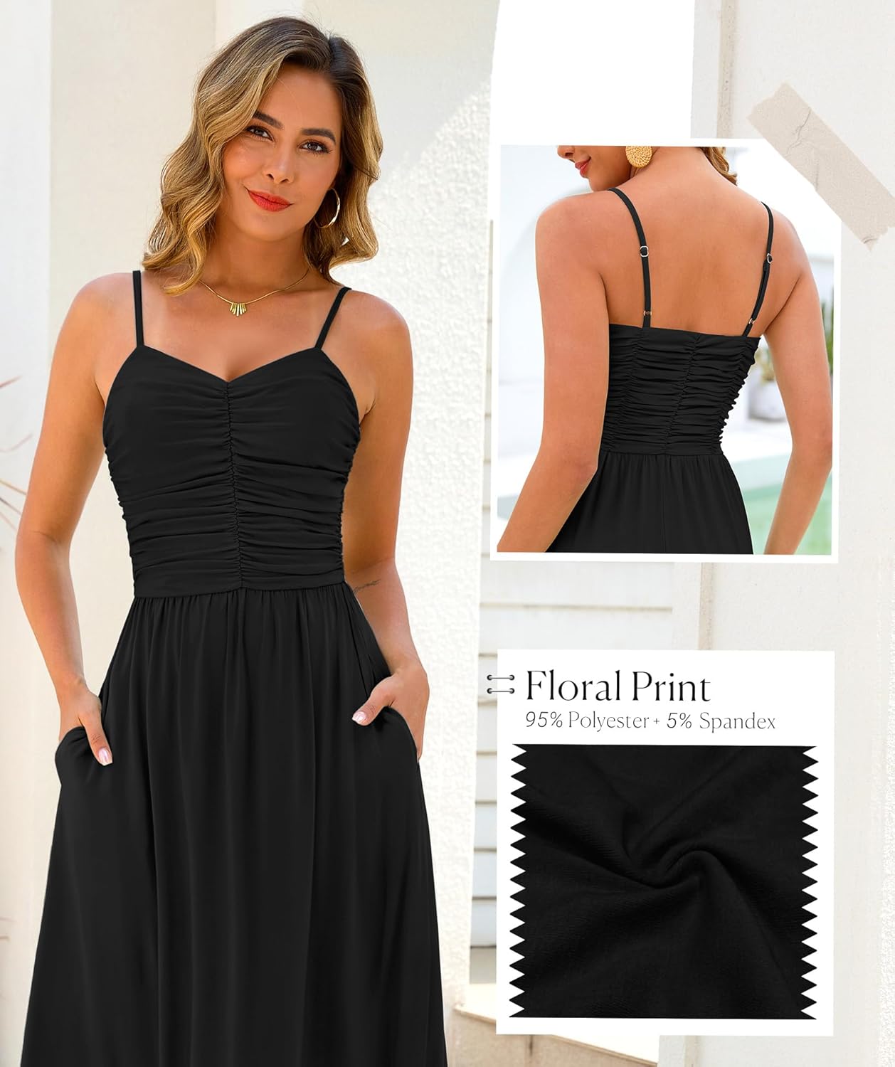 Thumbnail 5 de Annebouti Women 2026 Summer Ruched Maxi Dress with Pockets