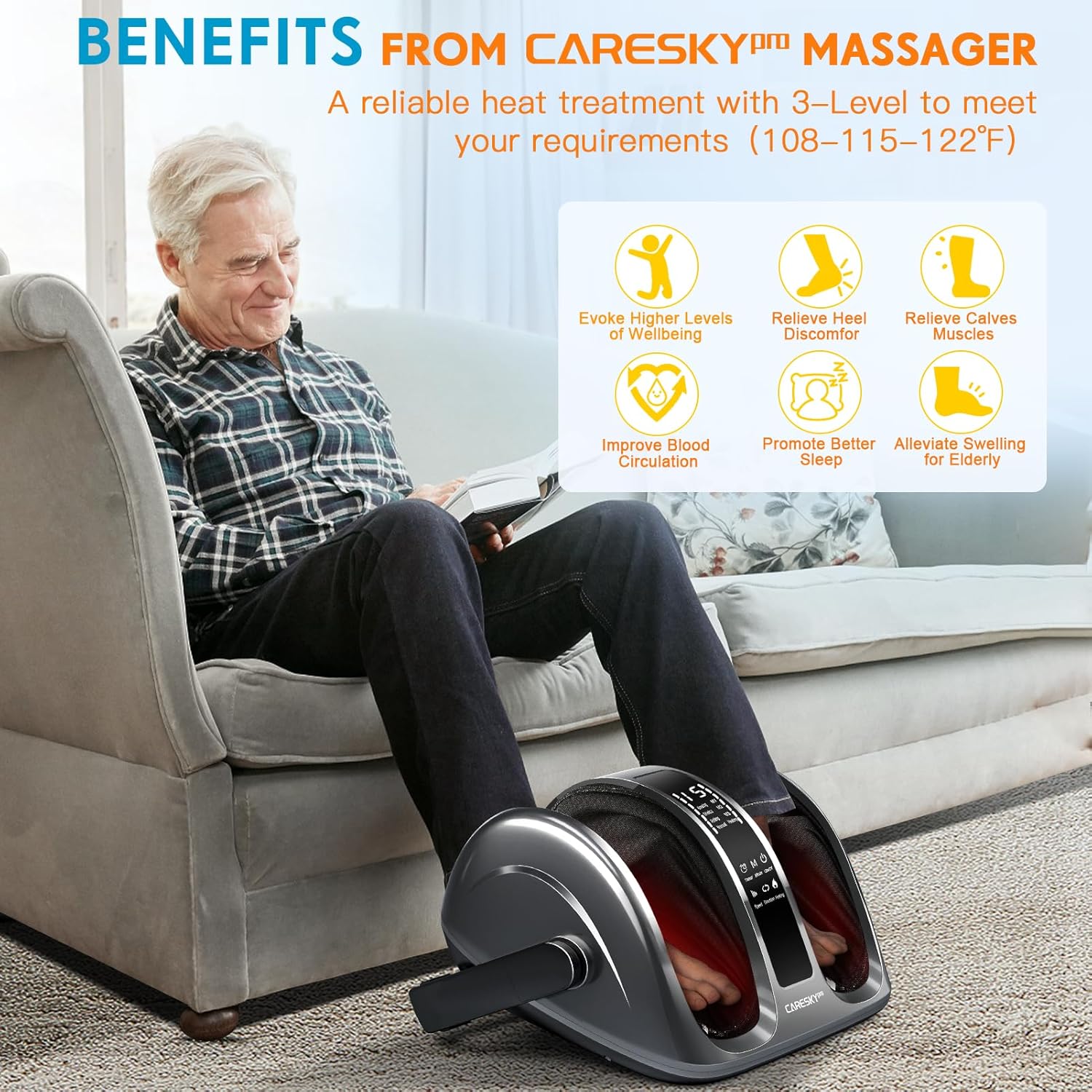 Detalle 2 de CARESKYpro Shiatsu Foot Massager with Heat, 3-Heating ⚙