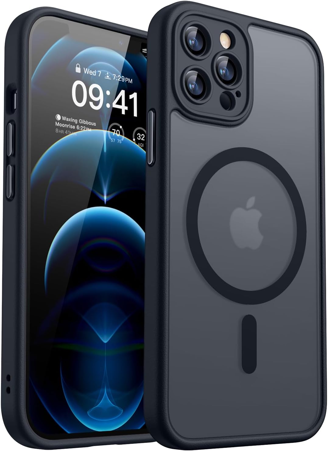 Detalle de CANSHN Magnetica Cover per iPhone 12 Pro (6.1'') – Protezione fotocamera integrata, cover traslucida opaca e antiurto