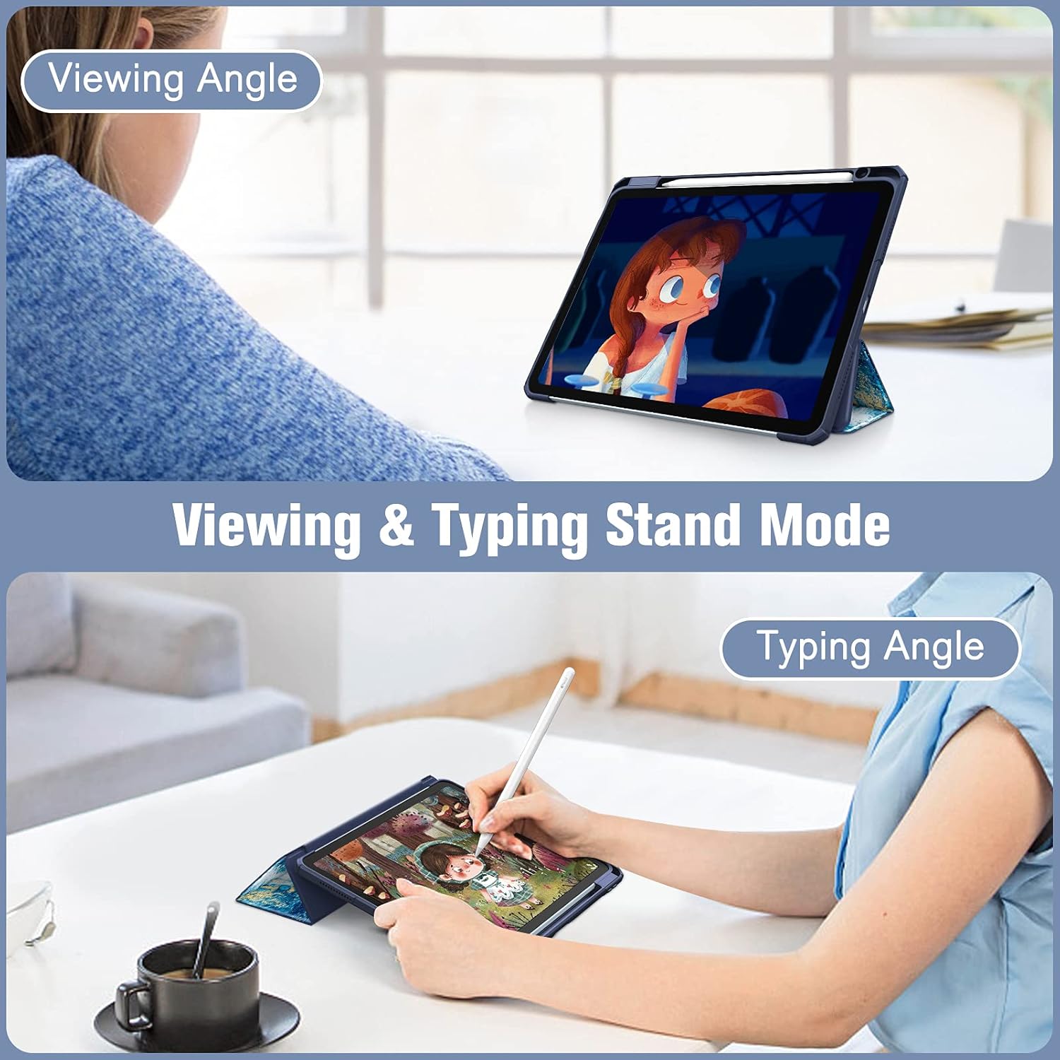 Thumbnail 3 de Fintie Hybrid Hülle für iPad Air 11 Zoll (M4/M3/M2, 2026/2025/2024) & iPad Air 4/5 10,9 Zoll – stoßfest mit Stifthalter, Meeresblau