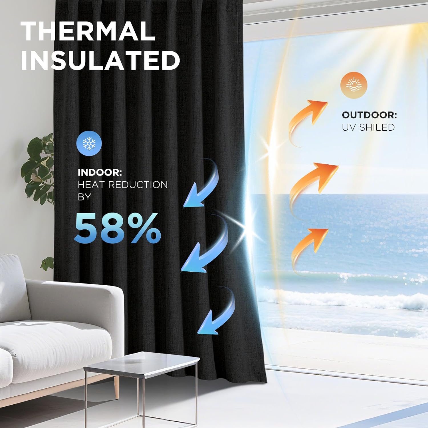 Thumbnail 3 de Joydeco Blackout Curtains for Bedroom (2 Panels, 66" W x 108" L) — 100% Light Blocking Thermal Room Darkening Drapes