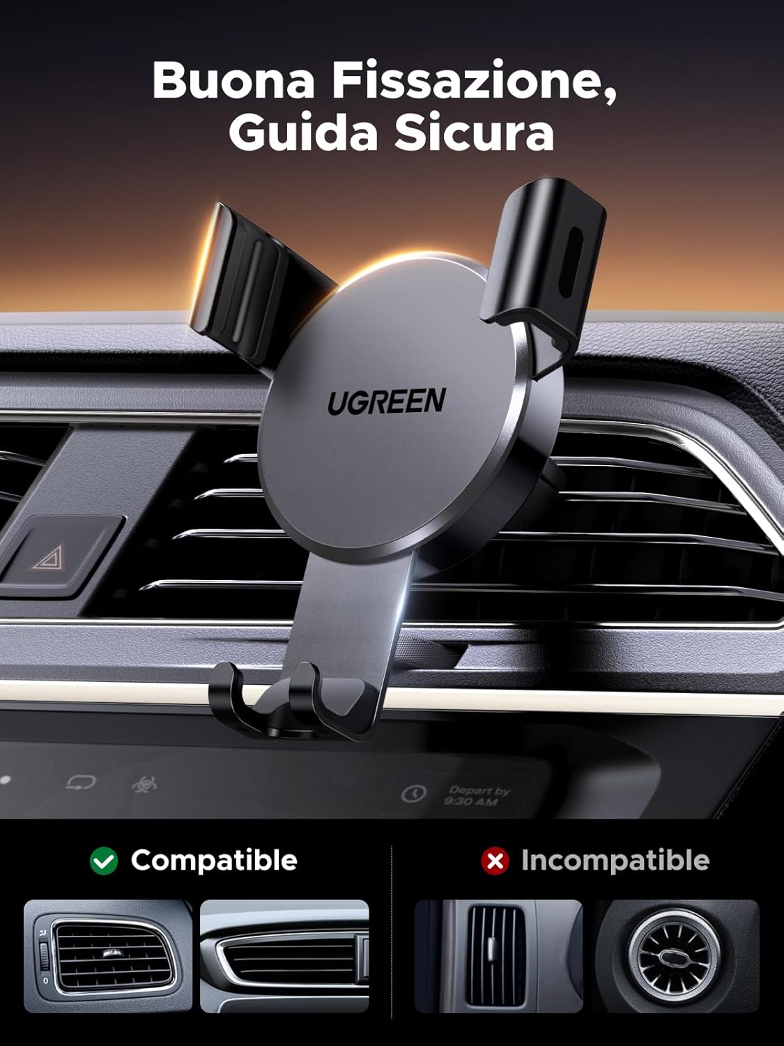 Detalle 2 de UGREEN Supporto Auto Gravità in alluminio per smartphone