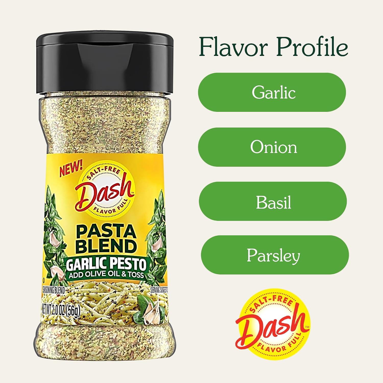 Detalle de Mrs. Dash 1188955 Garlic Pesto Salt-Free Pasta Seasoning, 2 Ounce (Pack of 8)