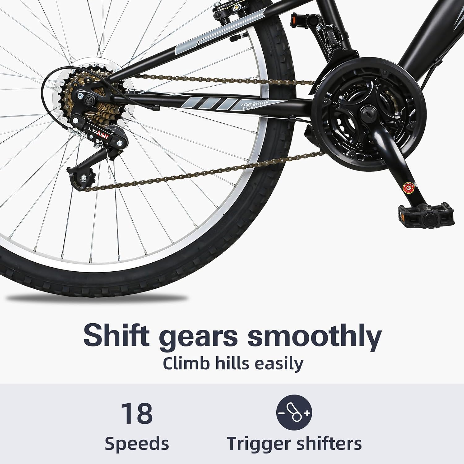 Detalle de WEIZE Shocker 26-Inch Dual-Suspension Mountain Bike, 18-Speed Steel Frame