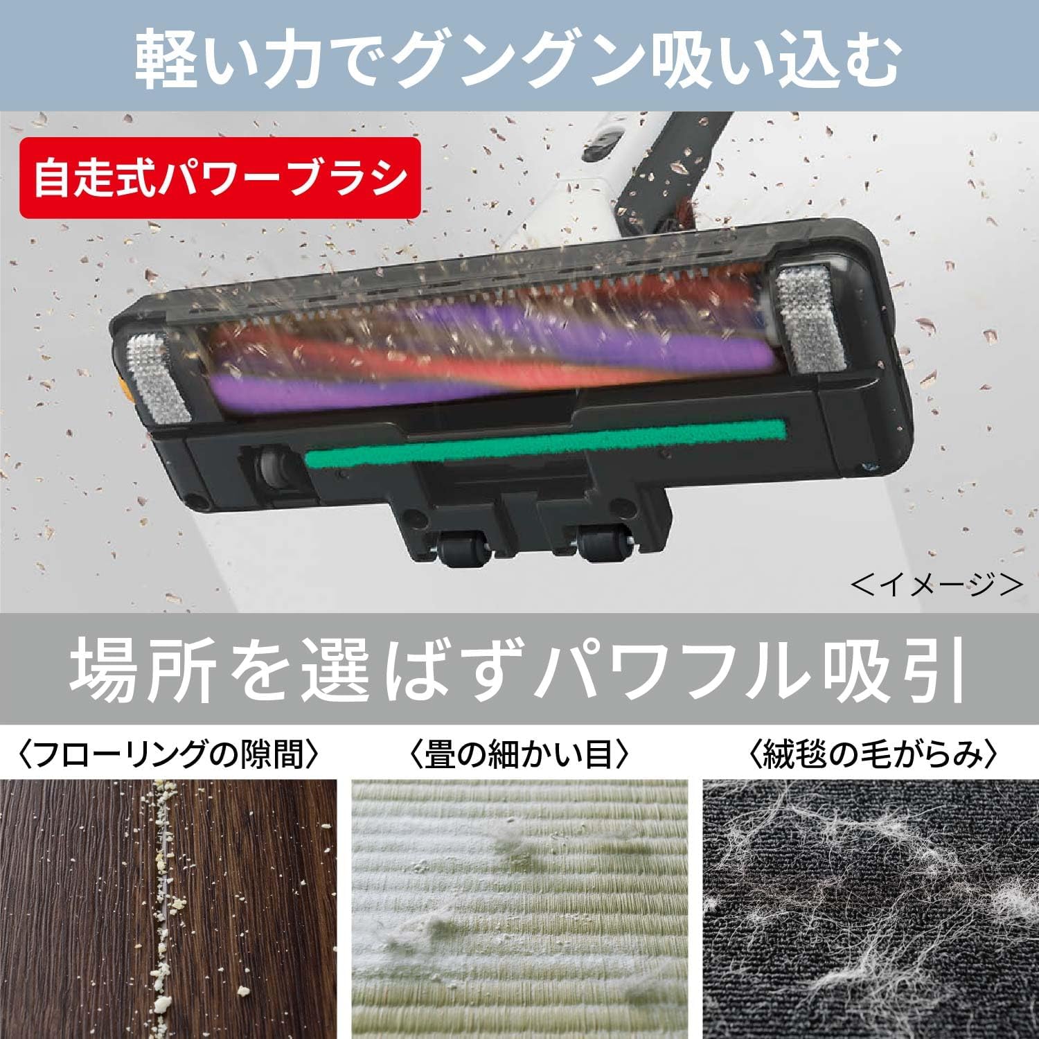 Thumbnail 3 de 三菱電機 TC-FM2BA-A 紙パック式掃除機 自走式パワーブラシ・シャイニーブルー