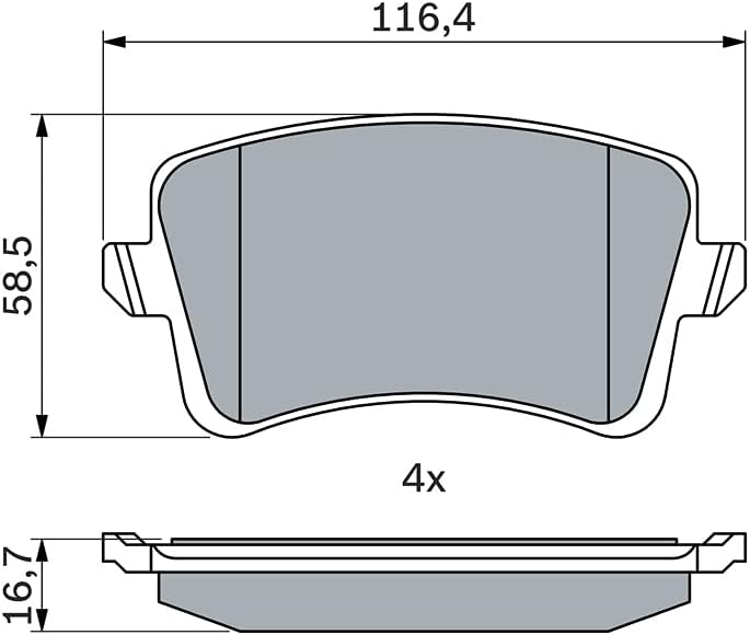 Thumbnail 1 de Bosch BP1126 pastiglie freni auto per asse posteriore (confezione da 4) senza rame, ECE-R90